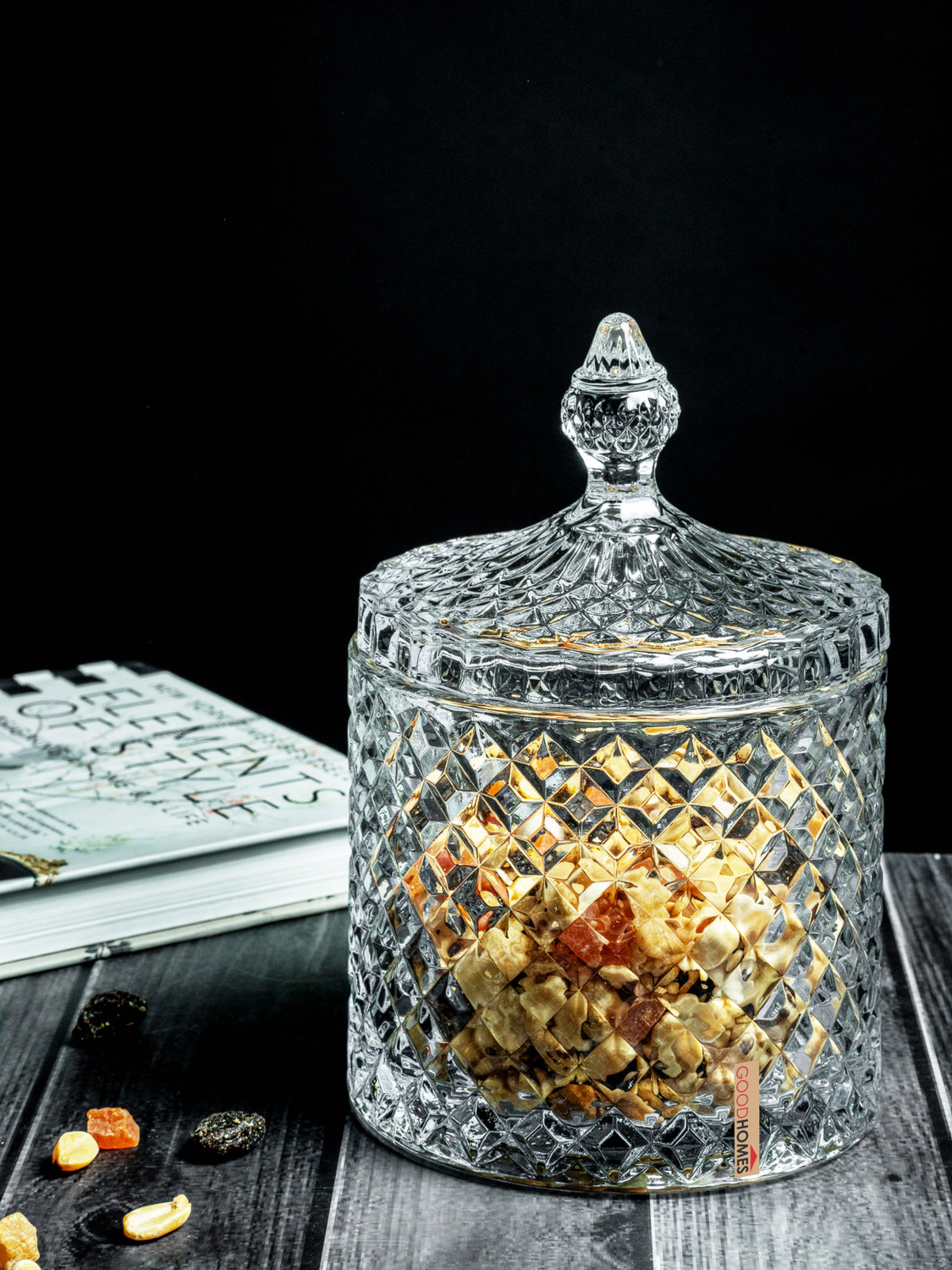 Image of Goodhomes Glass Cookie Jar - 1100 ml (Pack of 2, Clear)