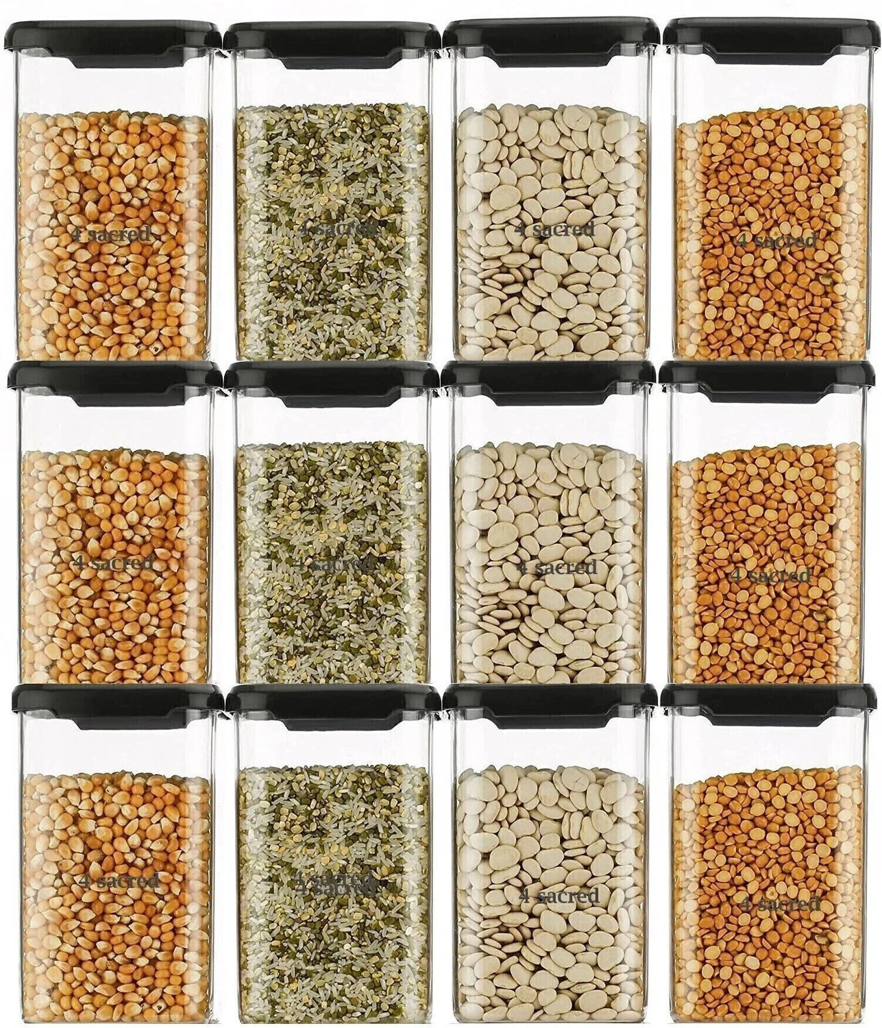 4 SACRED Customers 1st Choice Unbreakable Square Shape 1200 ml Kitchen
