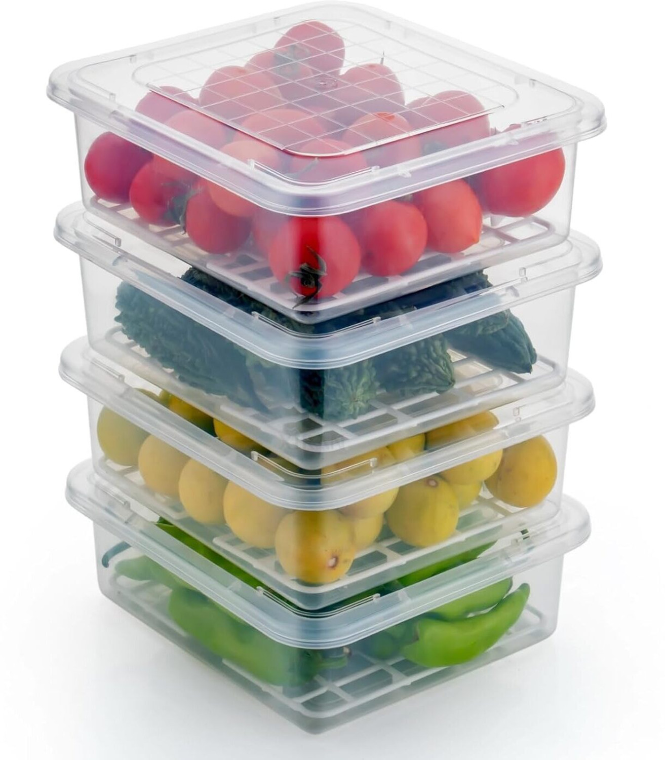 Image of meelana Plastic Fridge Container - 2500 ml (Pack of 4, White)