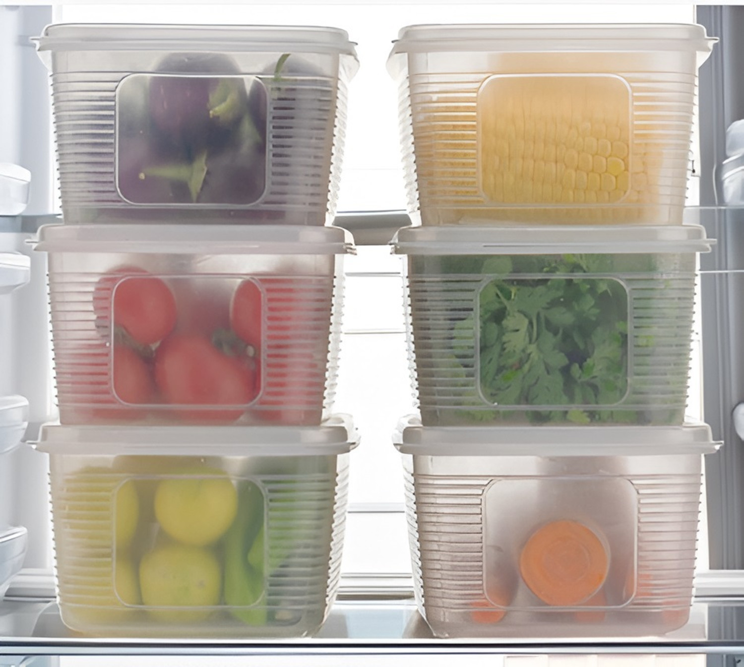 Image of meelana Plastic Fridge Container - 2500 ml (Pack of 3, White)