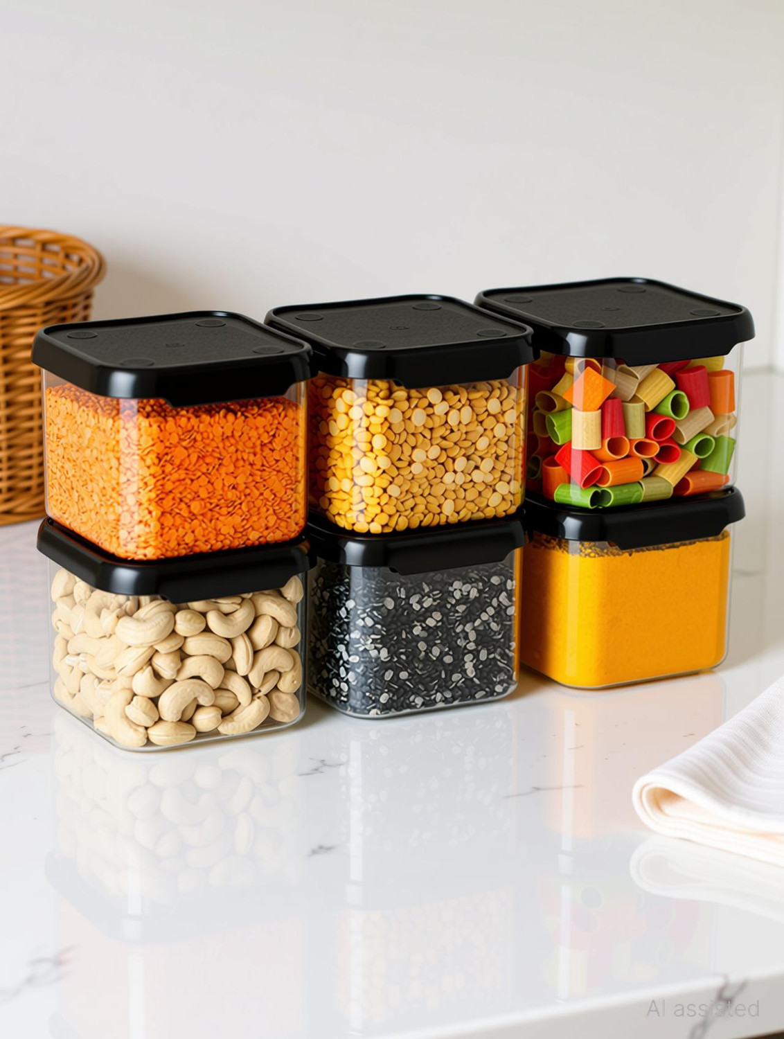 Image of SEQUENCE Stainless Steel Grocery Container - 500 ml (Pack of 12, Blue)