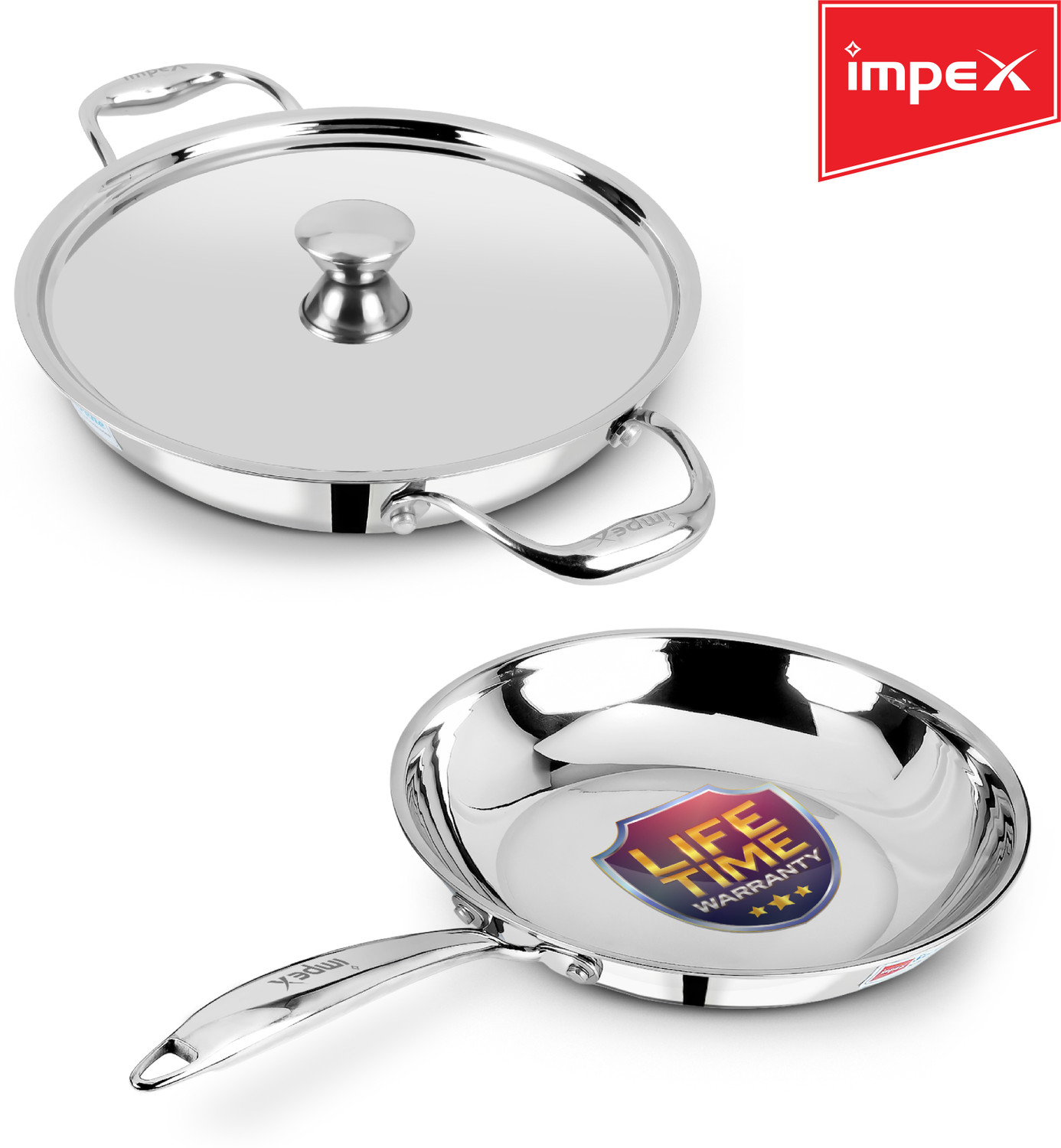 IMPEX Triply Stainless Steel 3 Pcs Cookware Set(24 cm Kadai pan, 24 cm