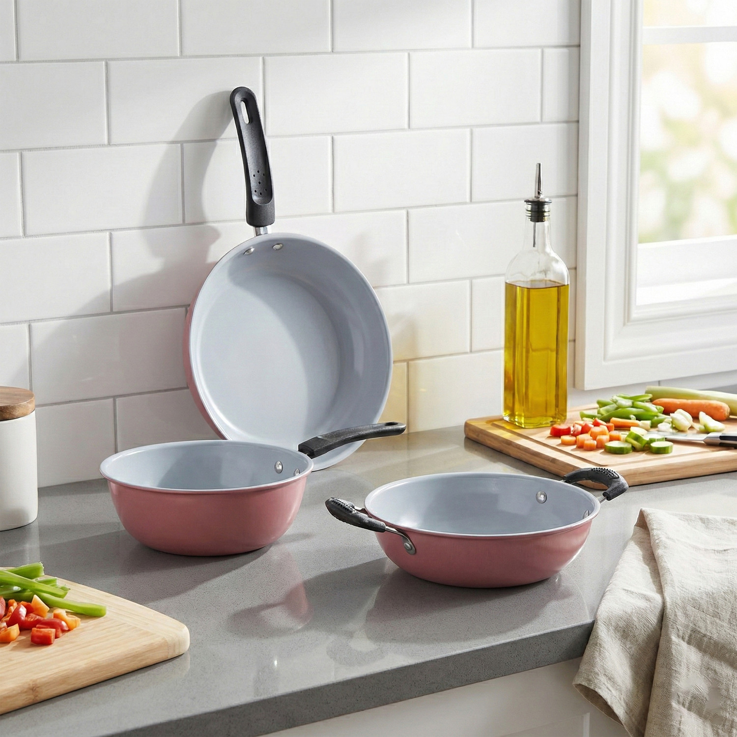 Image of Flipkart SmartBuy 3-Piece Cookware Combo Set Induction Bottom Non-Stick Coated Cookware Set (Aluminium, 3 - Piece)