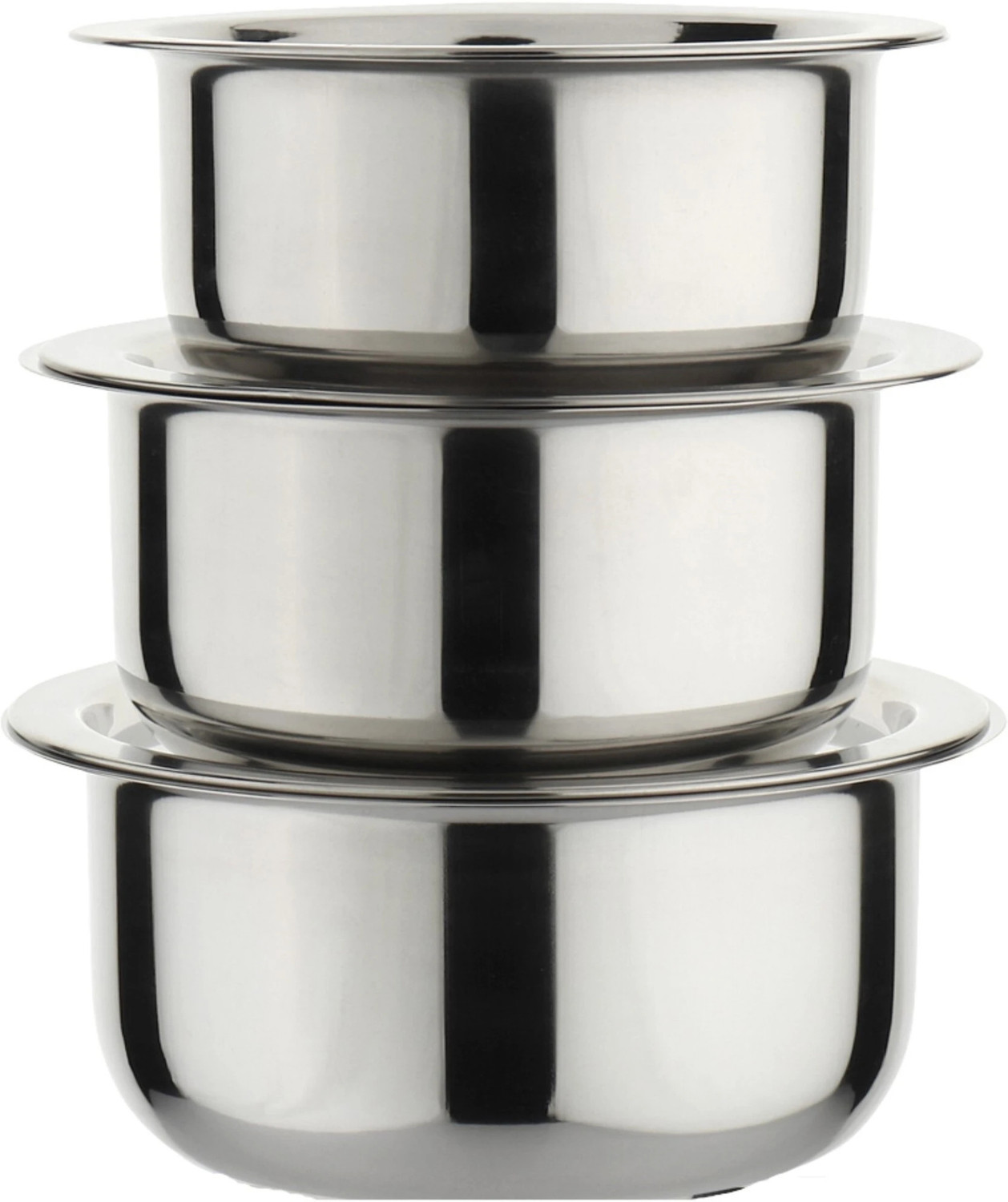 LIMETRO STEEL 3 Pcs(2ltr, 2.5ltr, 3Ltr) Gas and Induction Compitable Tope Set with Lid / Induction Bottom Cookware Set