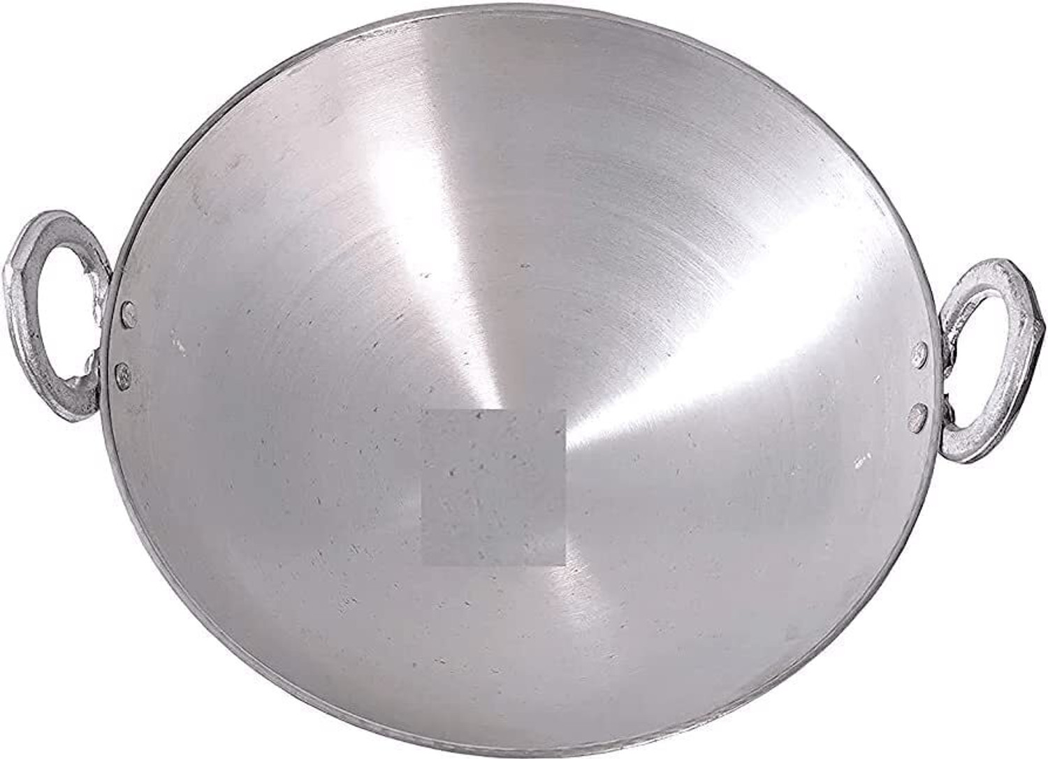 Image of KAVYACRASH Aluminium Heavy Round Bottom Kadai Deep Frying Cooking for Kitchen Kadhai 30 cm diameter 3 L capacity (Stainless Steel)