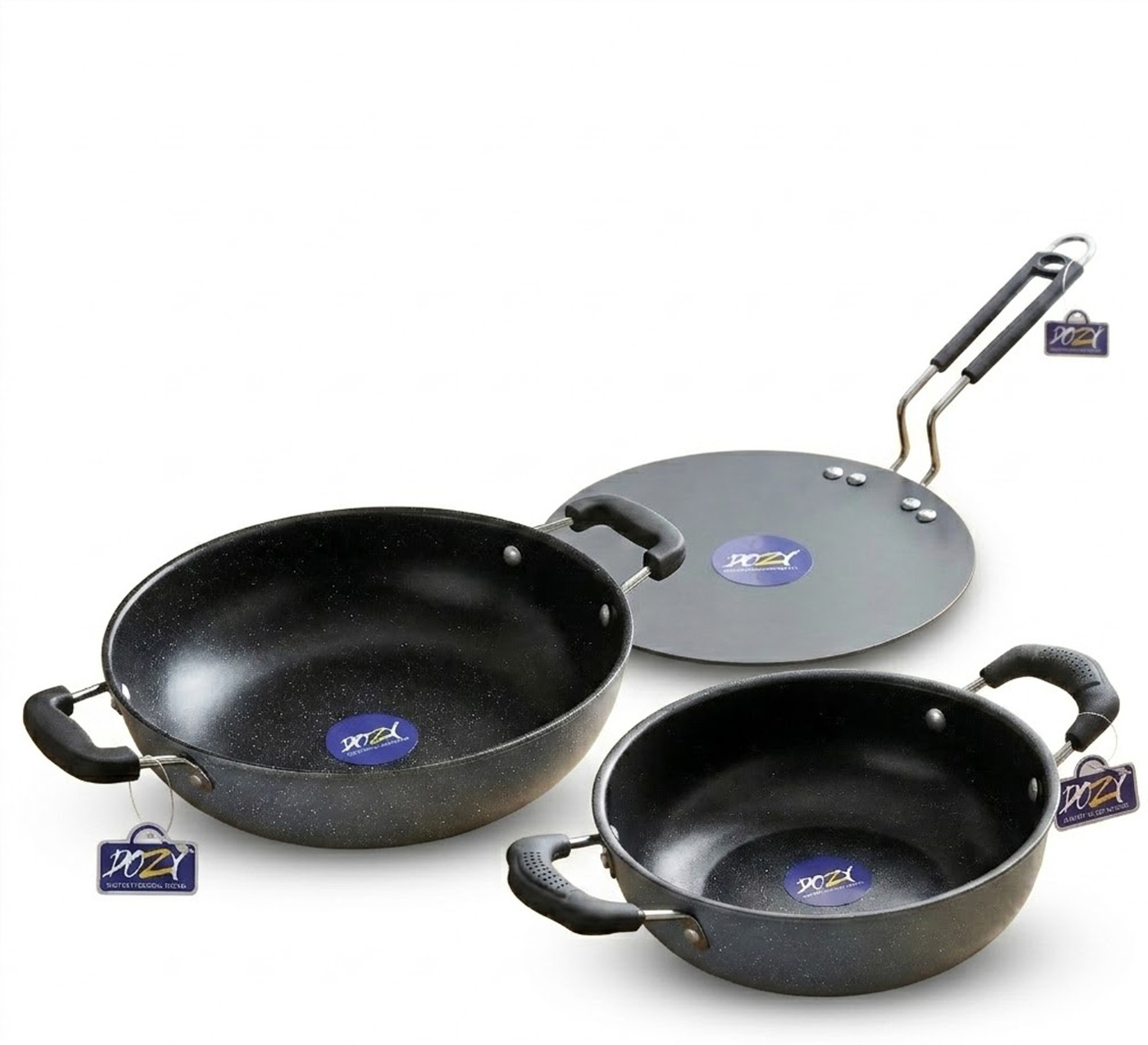 Image of Flipkart SmartBuy 3-Piece Cookware Combo Set Induction Bottom Non-Stick Coated Cookware Set (Aluminium, 3 - Piece)