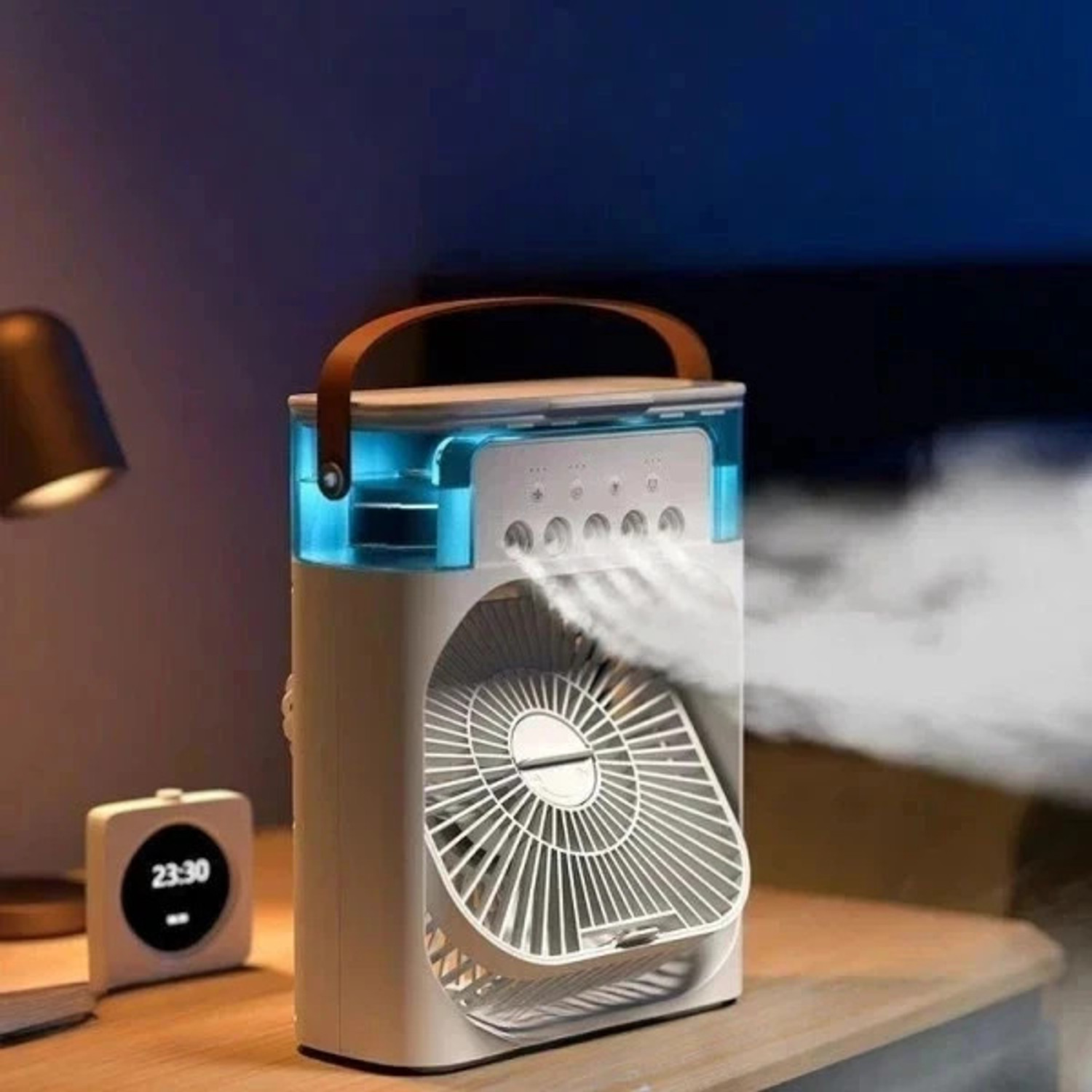 Image of WEOROVE Portable Mini Air Cooler with RGB LED Light, Remote Control & Humidifier Cooling Fan All in one Cooler (Multicolor)