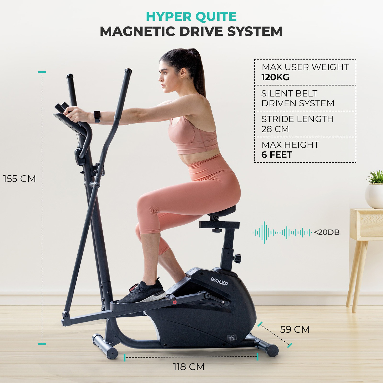 beatXP XPcross Elliptical For Home & Gym Use 4 Kg Flywheel