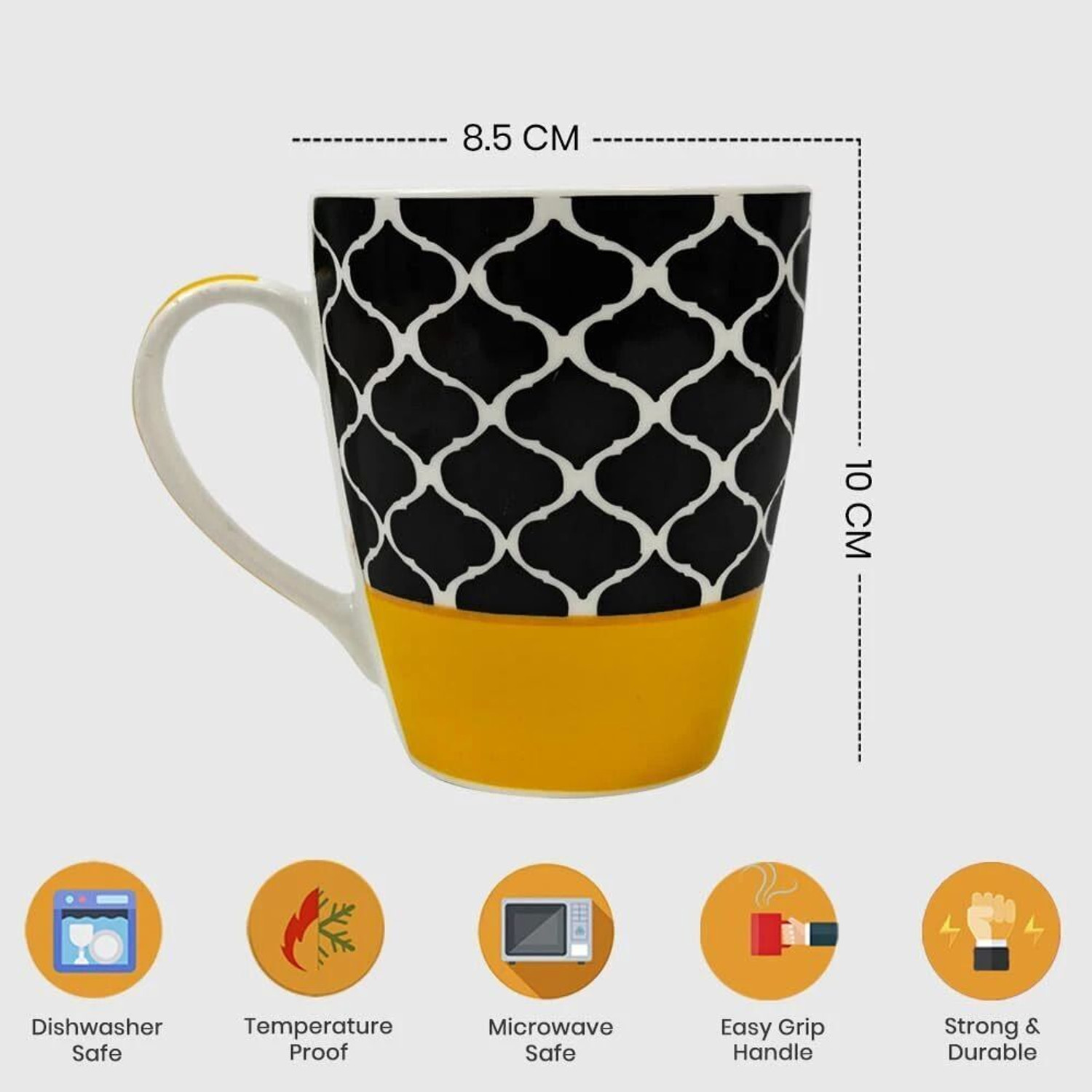 Image of UPC Pack of 2 Ceramic Premium Coffee Mug, Printed Tea /Coffee Cups, Mugs Set Ideal for Daily Use. (White, Cup Set)