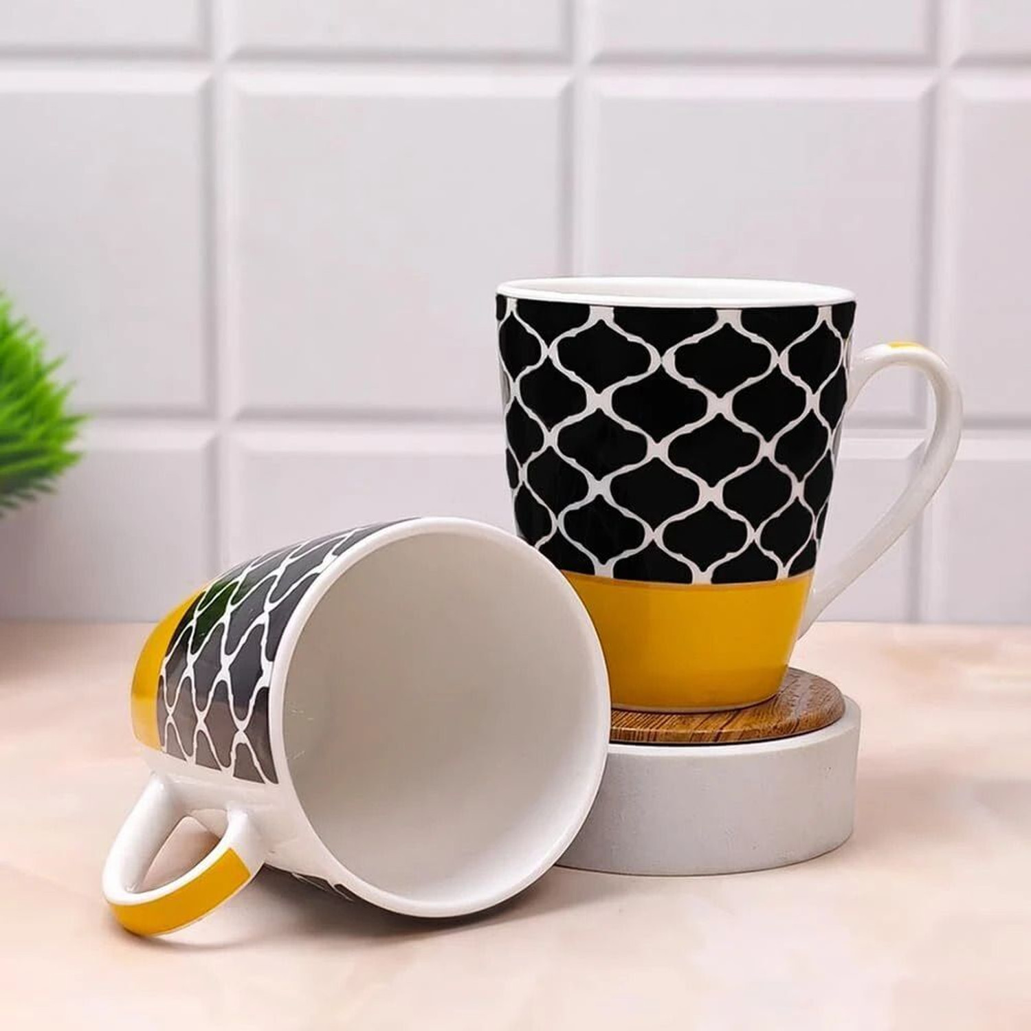 Image of UPC Pack of 2 Ceramic Premium Coffee Mug, Printed Tea /Coffee Cups, Mugs Set Ideal for Daily Use. (White, Cup Set)