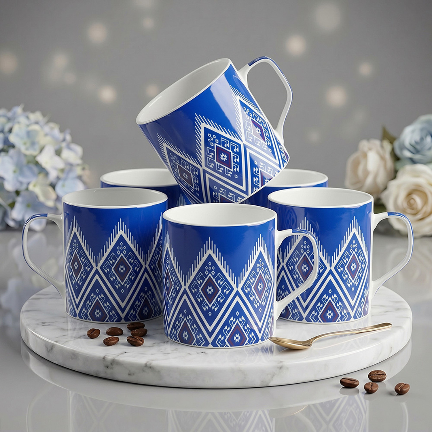 Image of UPC Pack of 2 Ceramic Premium Coffee Mug, Printed Tea /Coffee Cups, Mugs Set Ideal for Daily Use. (White, Cup Set)