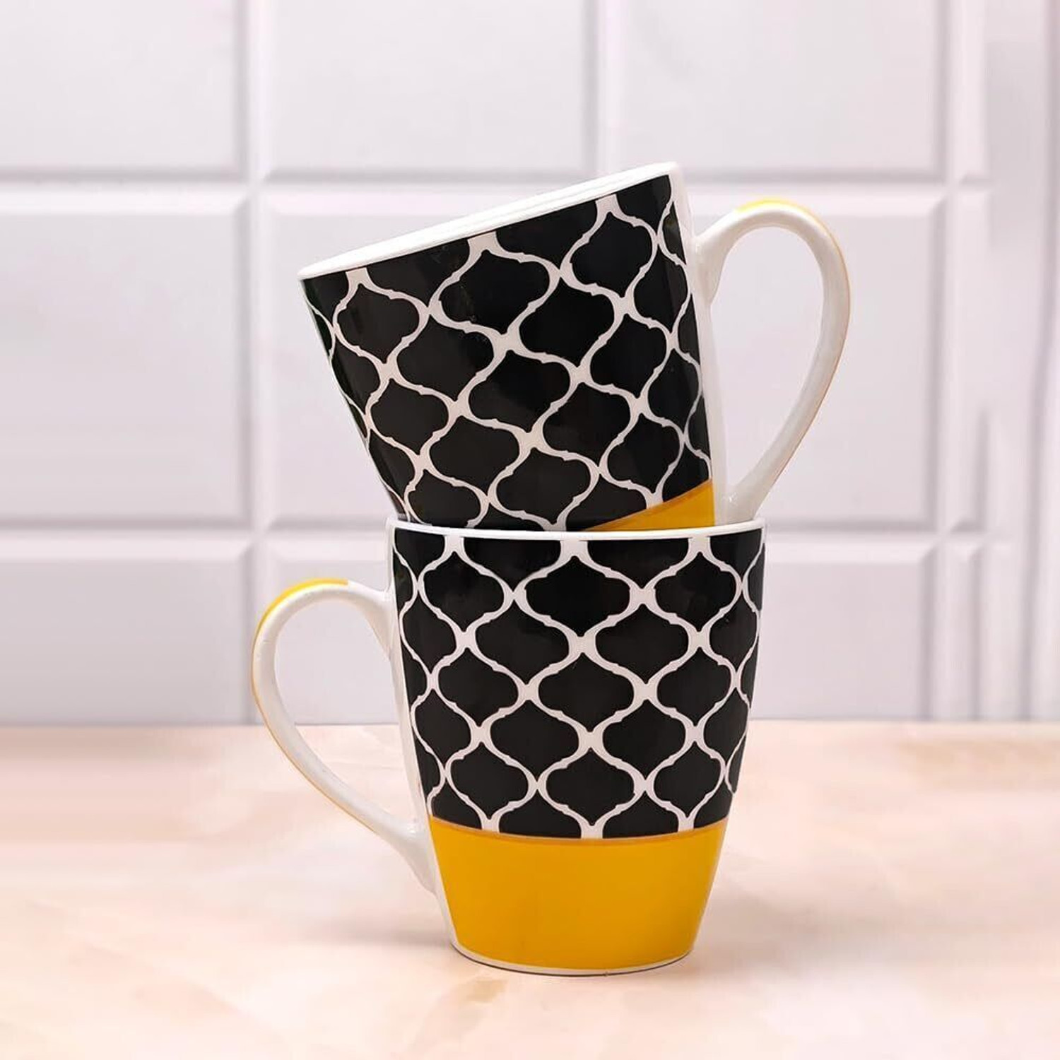Image of UPC Pack of 2 Ceramic Premium Coffee Mug, Printed Tea /Coffee Cups, Mugs Set Ideal for Daily Use. (White, Cup Set)