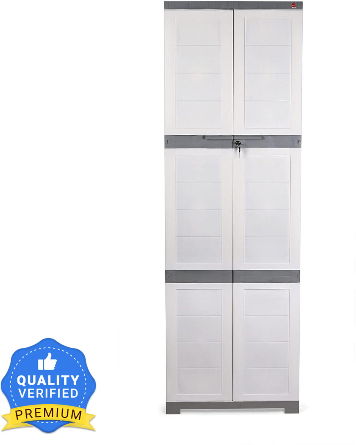 Cello Cello Novelty Large Plastic Cupboard with lock(White and Grey) Plastic Cupboard