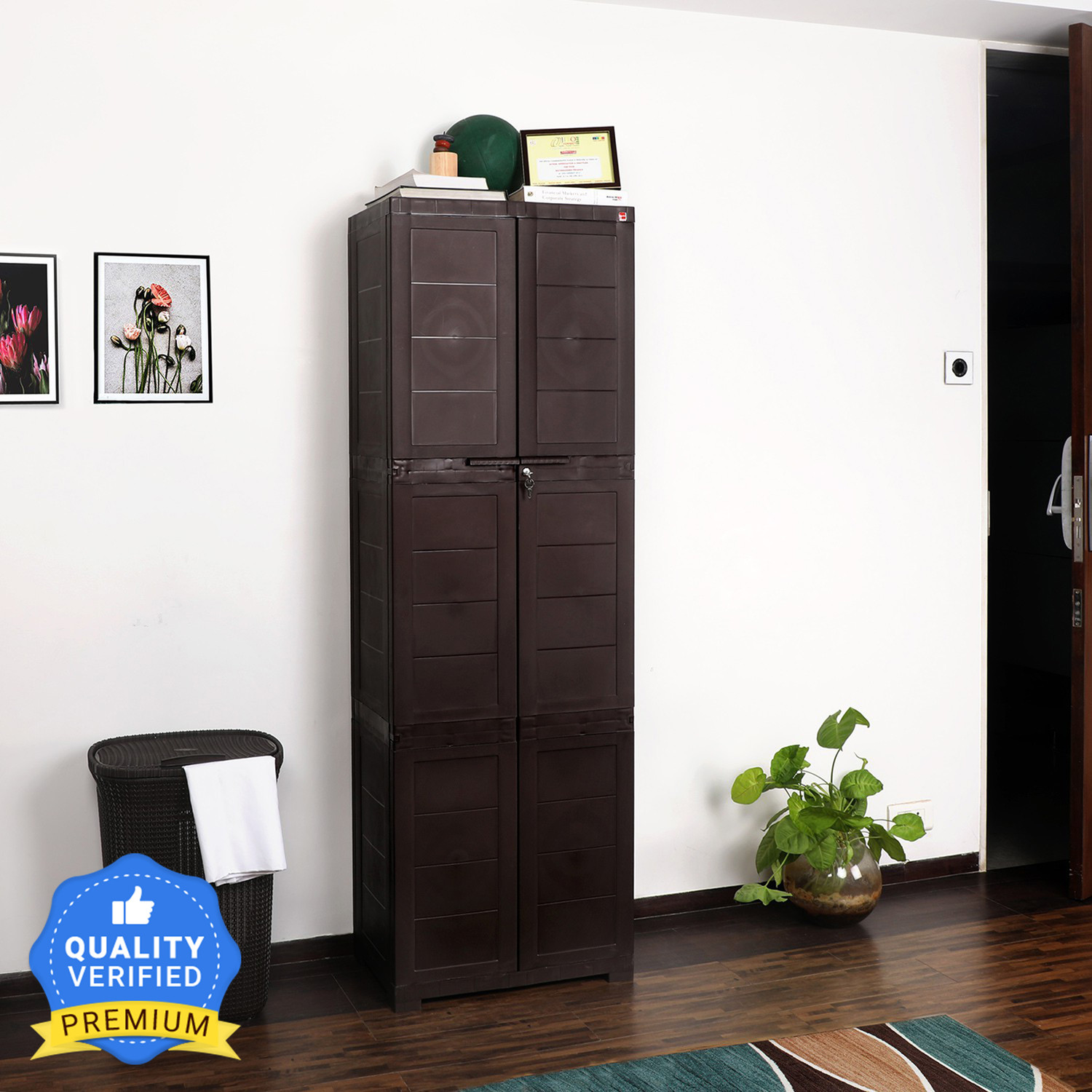 cello Storage Cupboard Plastic Cupboard  (Finish Color - Pearl Brown, DIY(Do-It-Yourself))