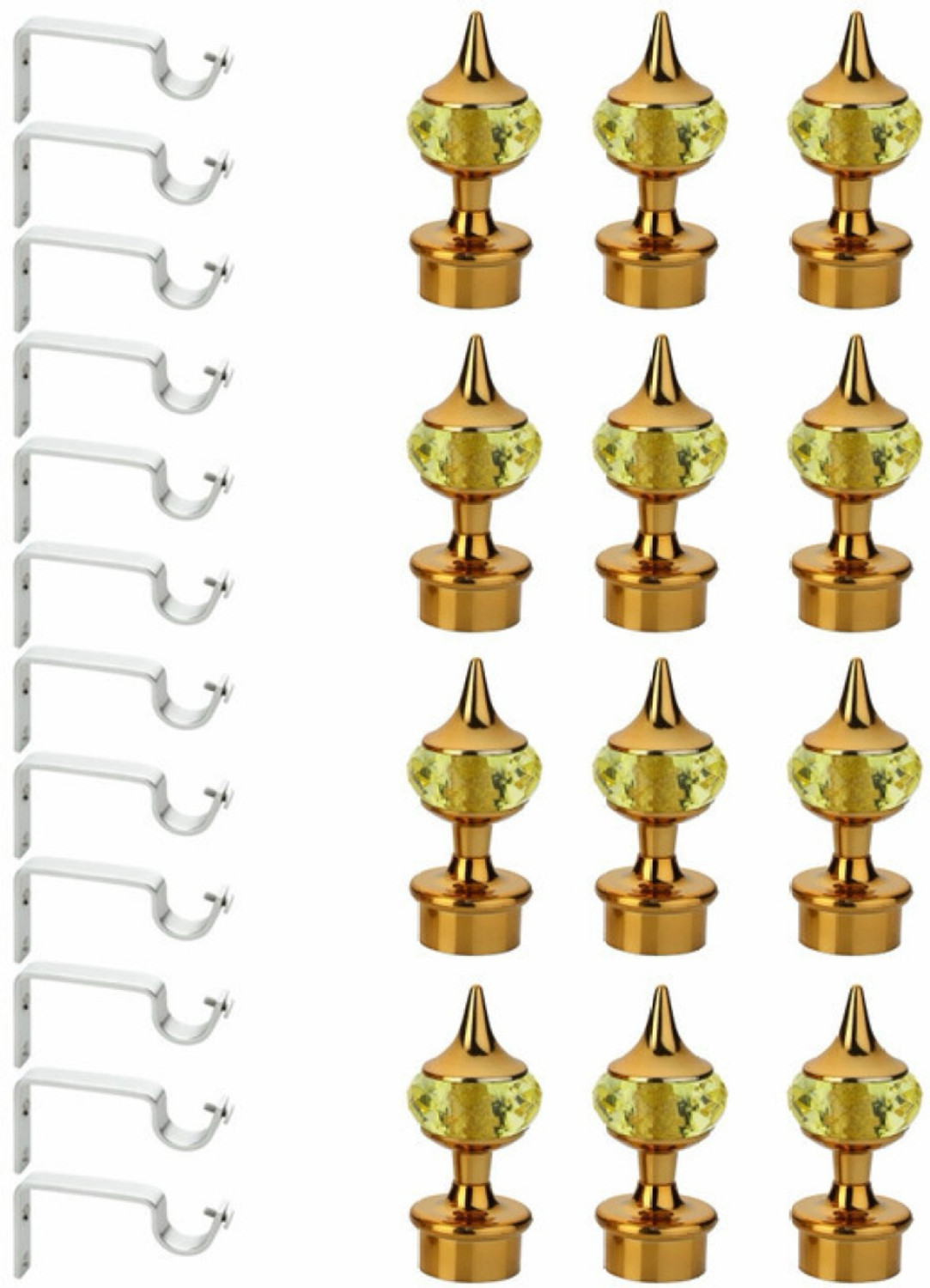 Bzcarts Beige Curtain Hooks, Curtain Knobs, Curtain Rods, Rod Rail Bracket Metal