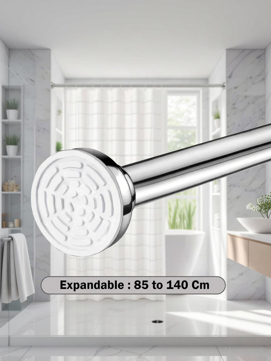 Image of JD FRESH Silver Curtain Rods Metal (Pack of 1)