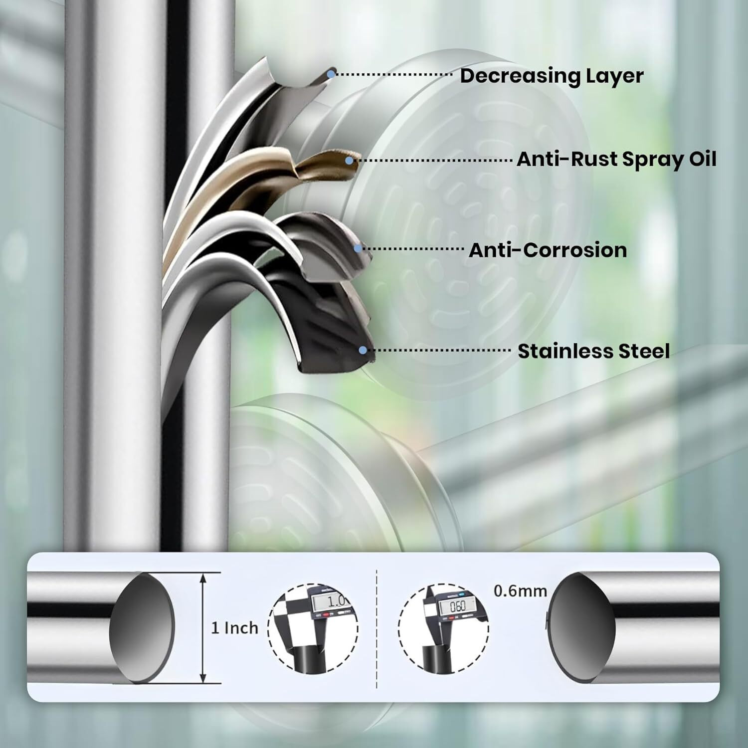Image of JD FRESH Silver Curtain Rods Metal (Pack of 1)