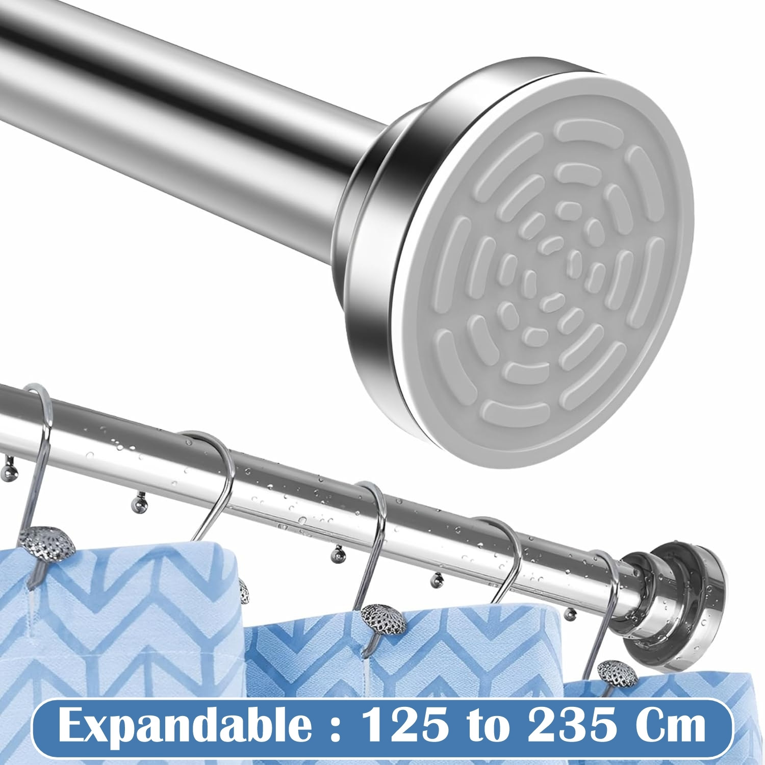 Image of JD FRESH Silver Curtain Rods Metal (Pack of 1)