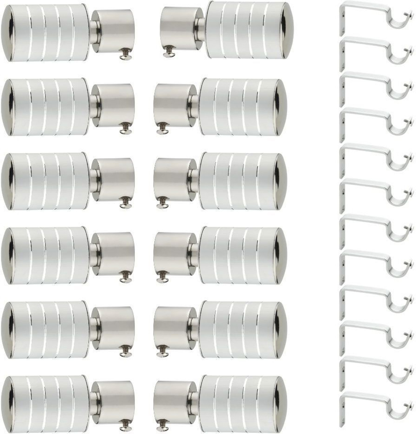 Panthera Silver, Grey Rod Rail Bracket, Curtain Knobs  (Pack of 24)