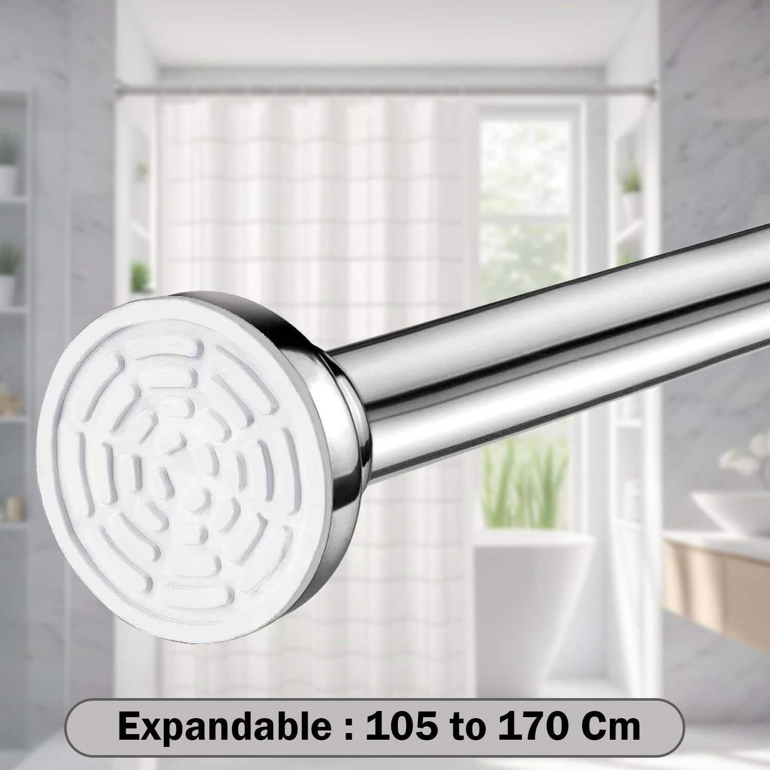 Image of JD FRESH Silver Curtain Rods Metal (Pack of 1)