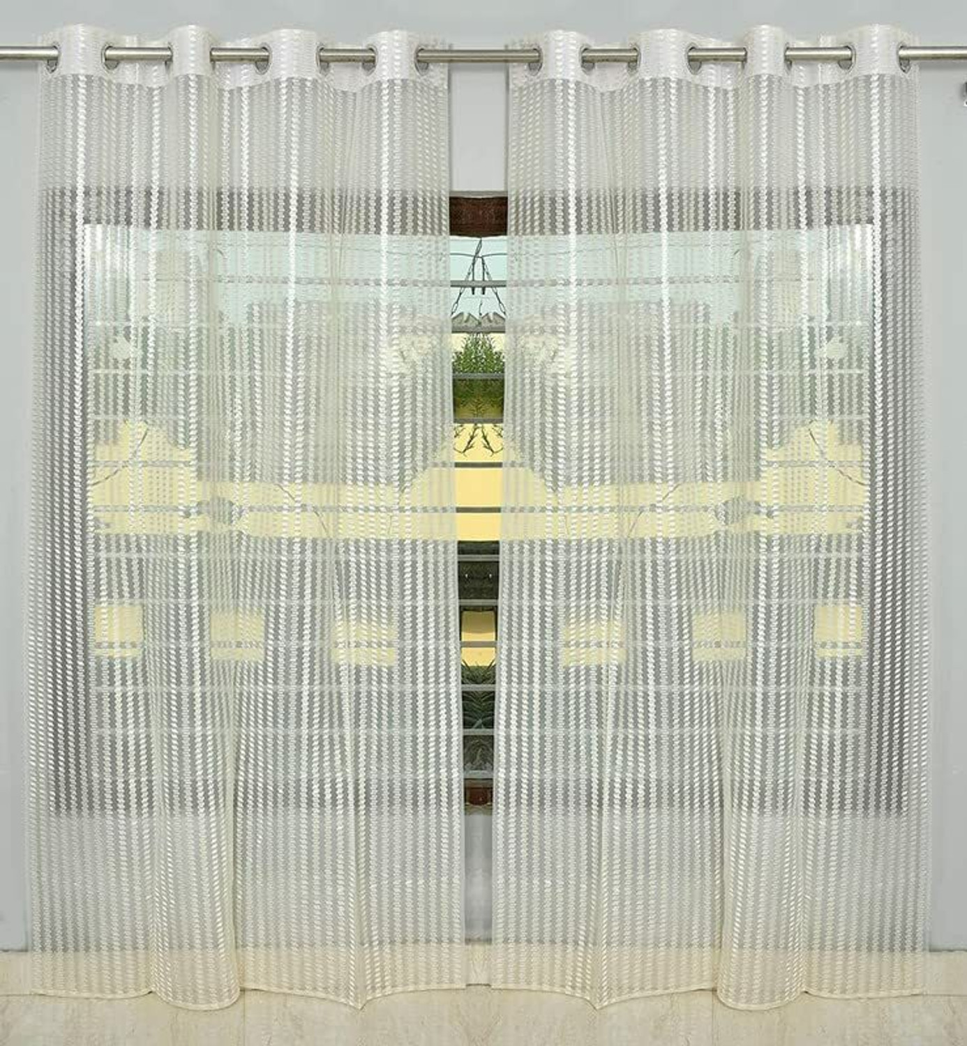 Image of DIVINIC 274.32 cm (9 ft) Long Door Net Semi Transparent Curtain Single Curtain