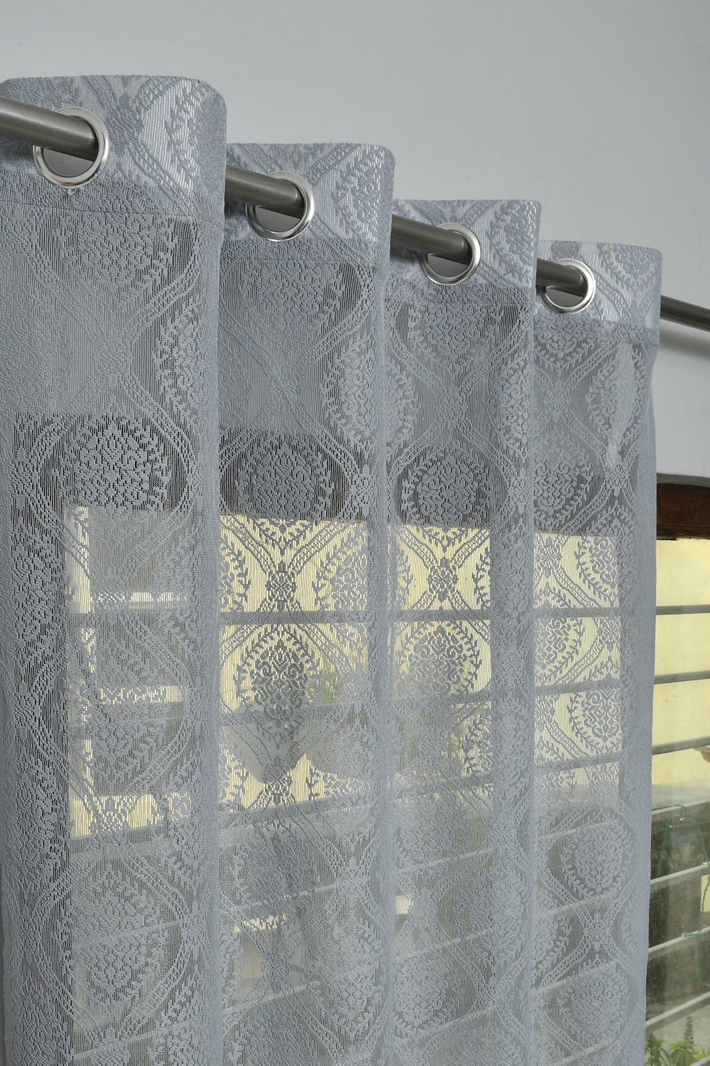 Image of Rashee Creations 213 cm (7 ft) Door Net Transparent Curtain (Pack Of 2) (Grey, Floral)