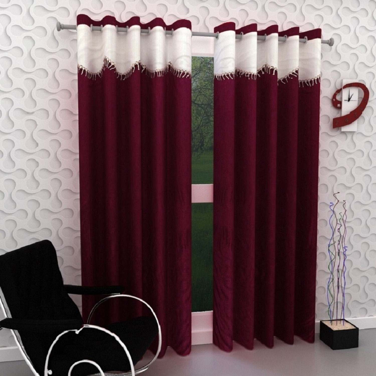 Image of Panipat Textile Hub 152 cm (5 ft) Window Polyester Semi Transparent Curtain (Pack Of 2)