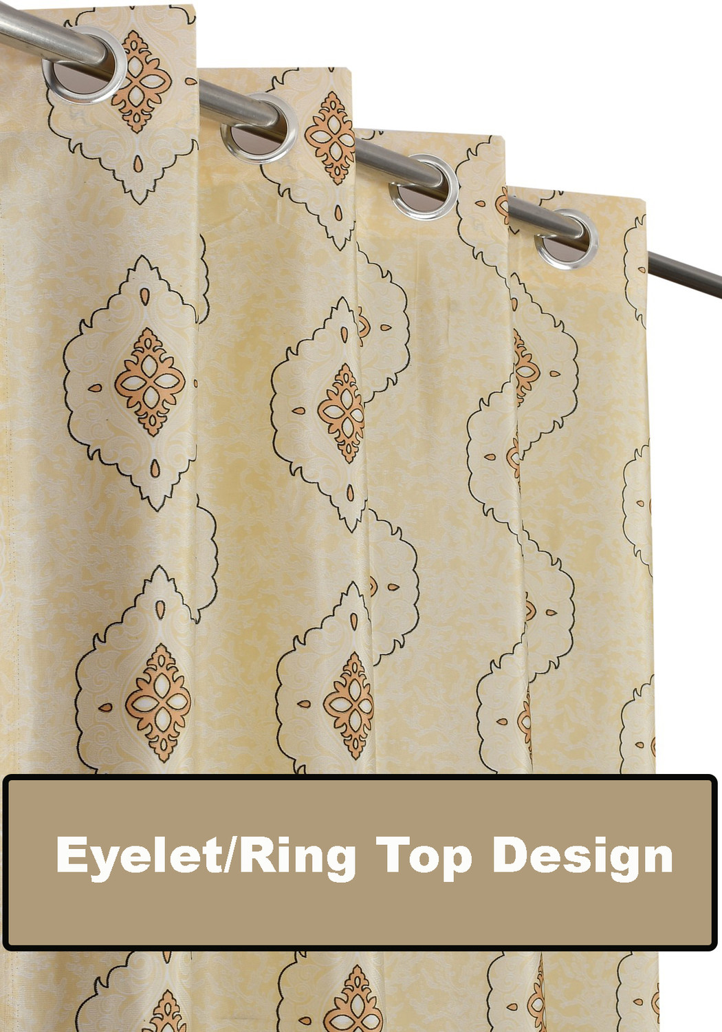Image of Home Stylish 252 cm (8 ft) Window Polyester Room Darkening Curtain Single Curtain (Cream, Floral)