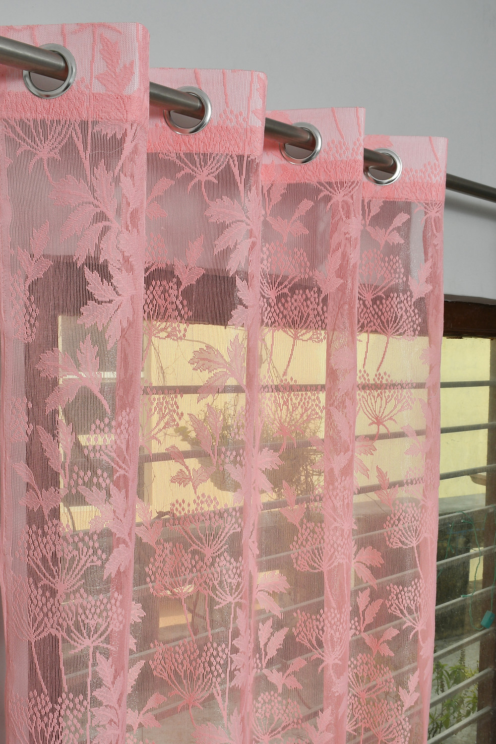 Image of RS Quality 270 cm (9 ft) Long Door Polyester Curtain (Pack Of 2) (Brown, Floral)