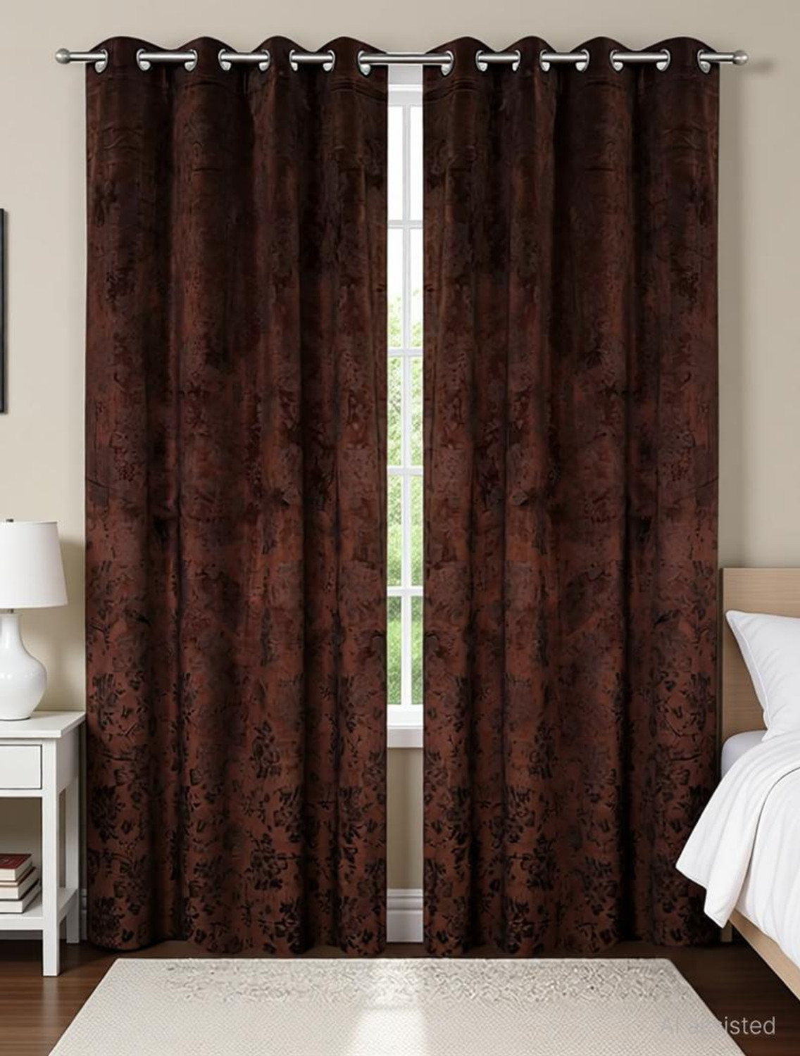 Image of Panipat Textile Hub 152 cm (5 ft) Window Polyester Semi Transparent Curtain (Pack Of 3) (Purple, Solid)