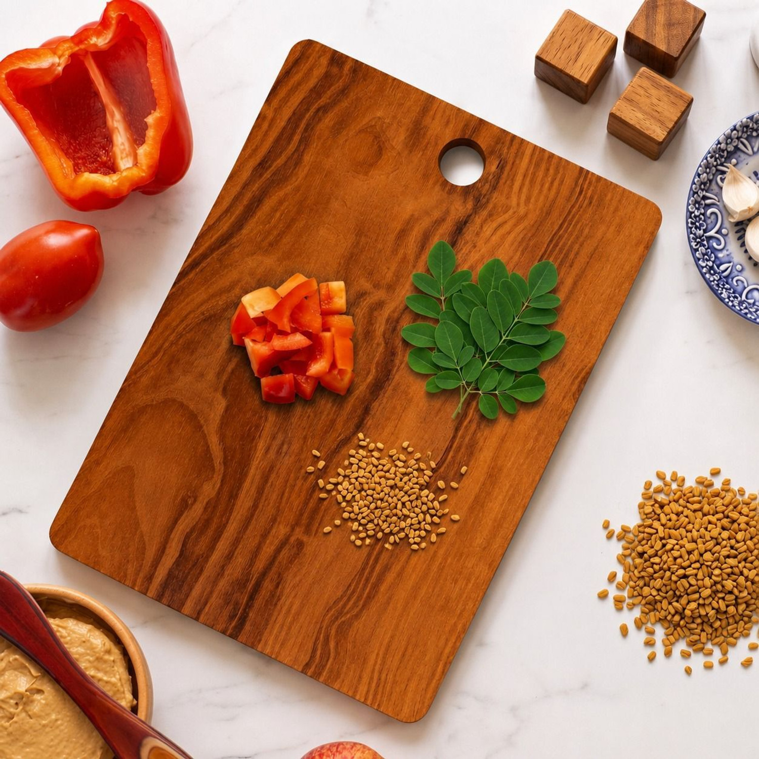 Image of habithom Wooden Cutting Board (Dishwasher Safe)