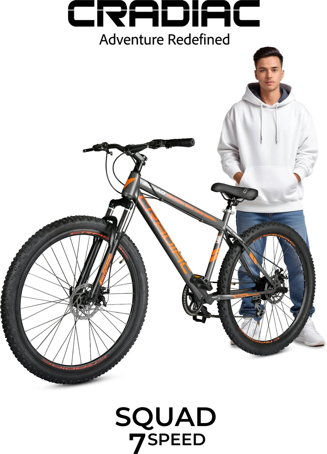 CRADIAC Squad 7 Speed Grey 29" Mountain Bike – 7 Speed, Grey