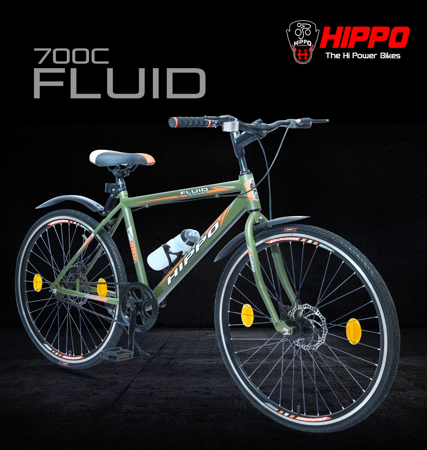 HippoBikes FLUID Rigid Fork Double Wall Alloy Rim 85% Installed Nylon Tyre Dual Disc Brake 700C T Hybrid Cycle/City Bike