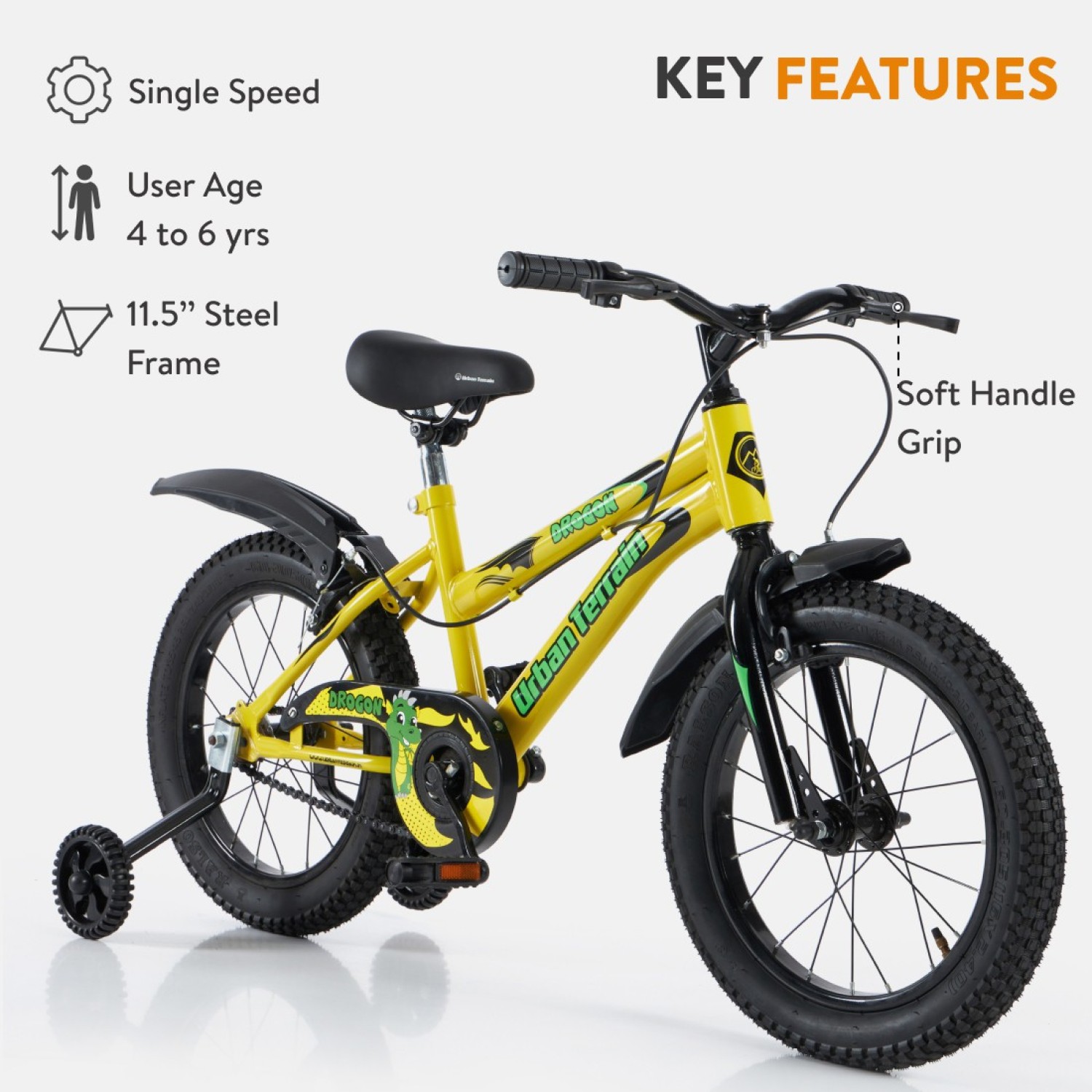 Urban Terrain Drogon Kids Cycle for 4 6 Years 16 T Hybrid Cycle