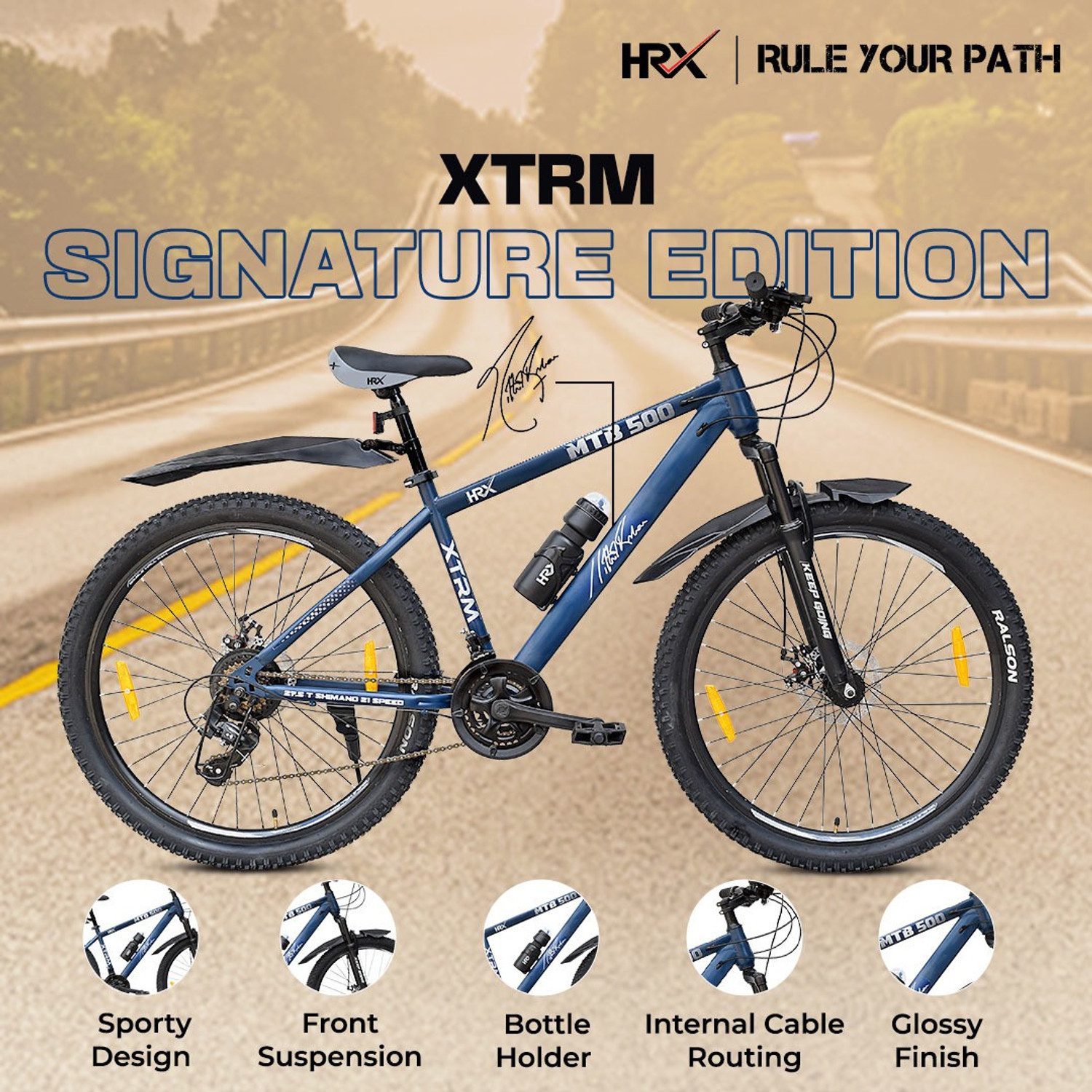 Image of HRX MTB 500 Signature Edition with Complete Accessories and Internal Cable Routing 27.5 T (inch) Mountain Cycle