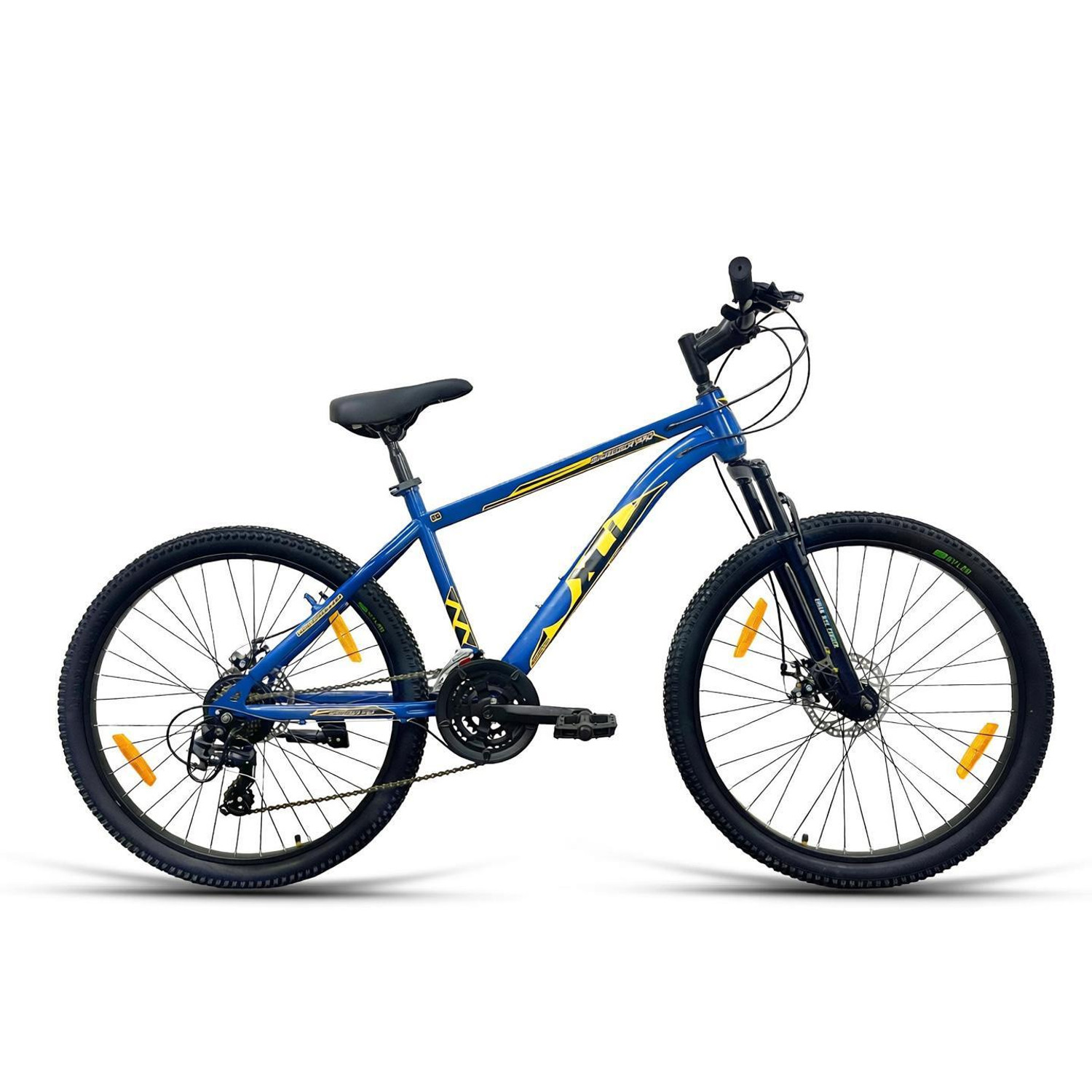 Swagger Pro Shimano Geared for Men TUF SHOX Suspension Blue Yellow 26 T (inch) Mountain Cycle (21 Gear, Blue, Yellow, Only Front Suspension)