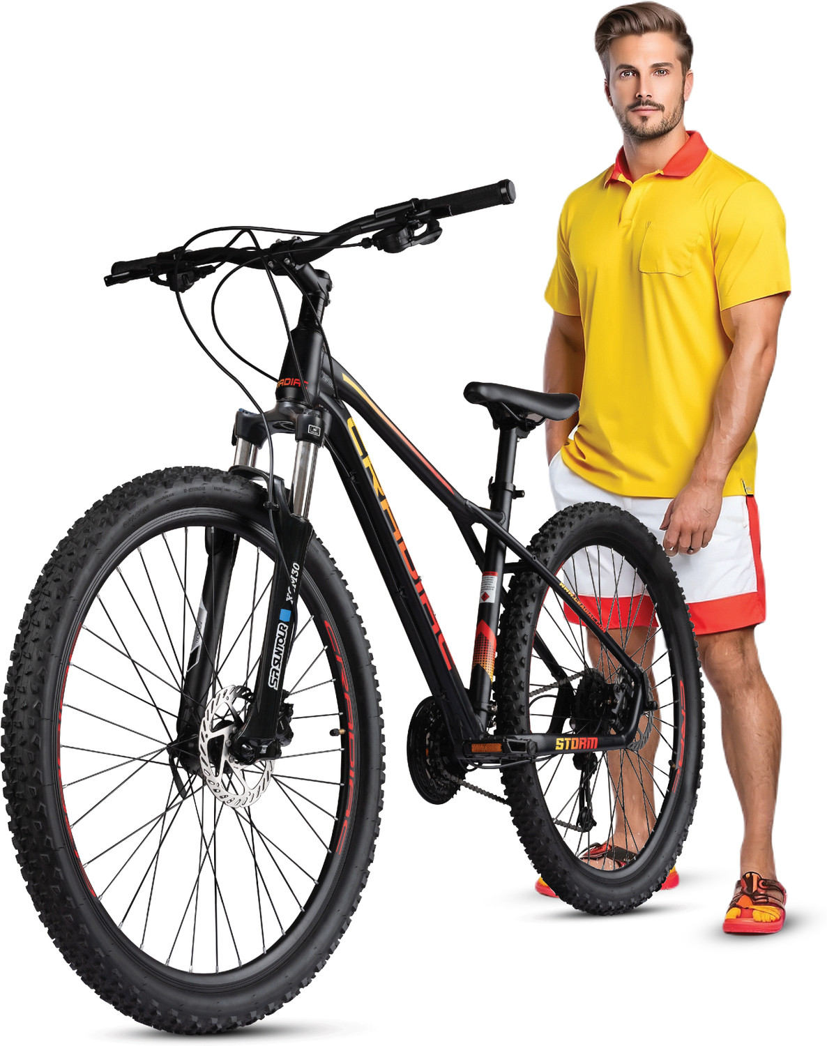 Image of Vrock M-Racer Pro 29T Unisex Mountain Bike, 21 Speed Shimano, Steel Frame, Dual Disc 29 T (inch) Mountain Cycle (21 Gear, Black, Rigid)