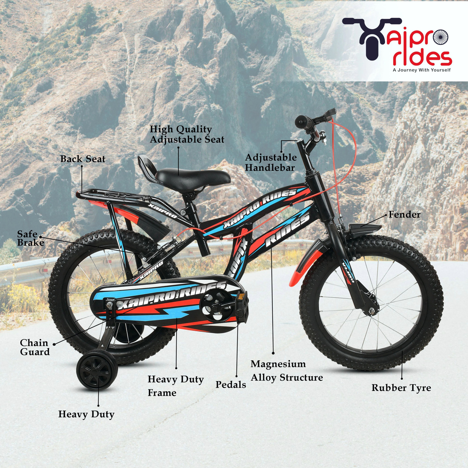 xaipro rides 16T MAGNITE CARR. M RIM RED BICYCLE FOR 4 TO 6 YEARS KIDS 16 T BMX Cycle