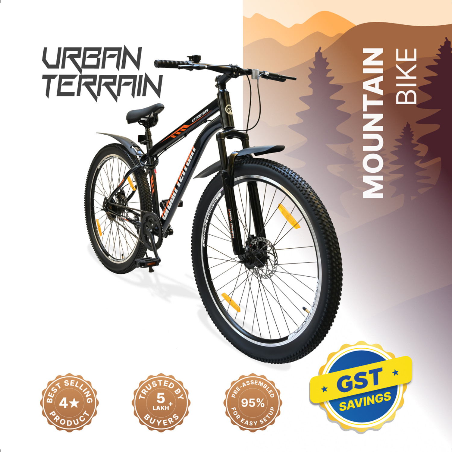 Urban Terrain Bolt Cycles for Men Comes with Dual Disc Brake, Bell & L
