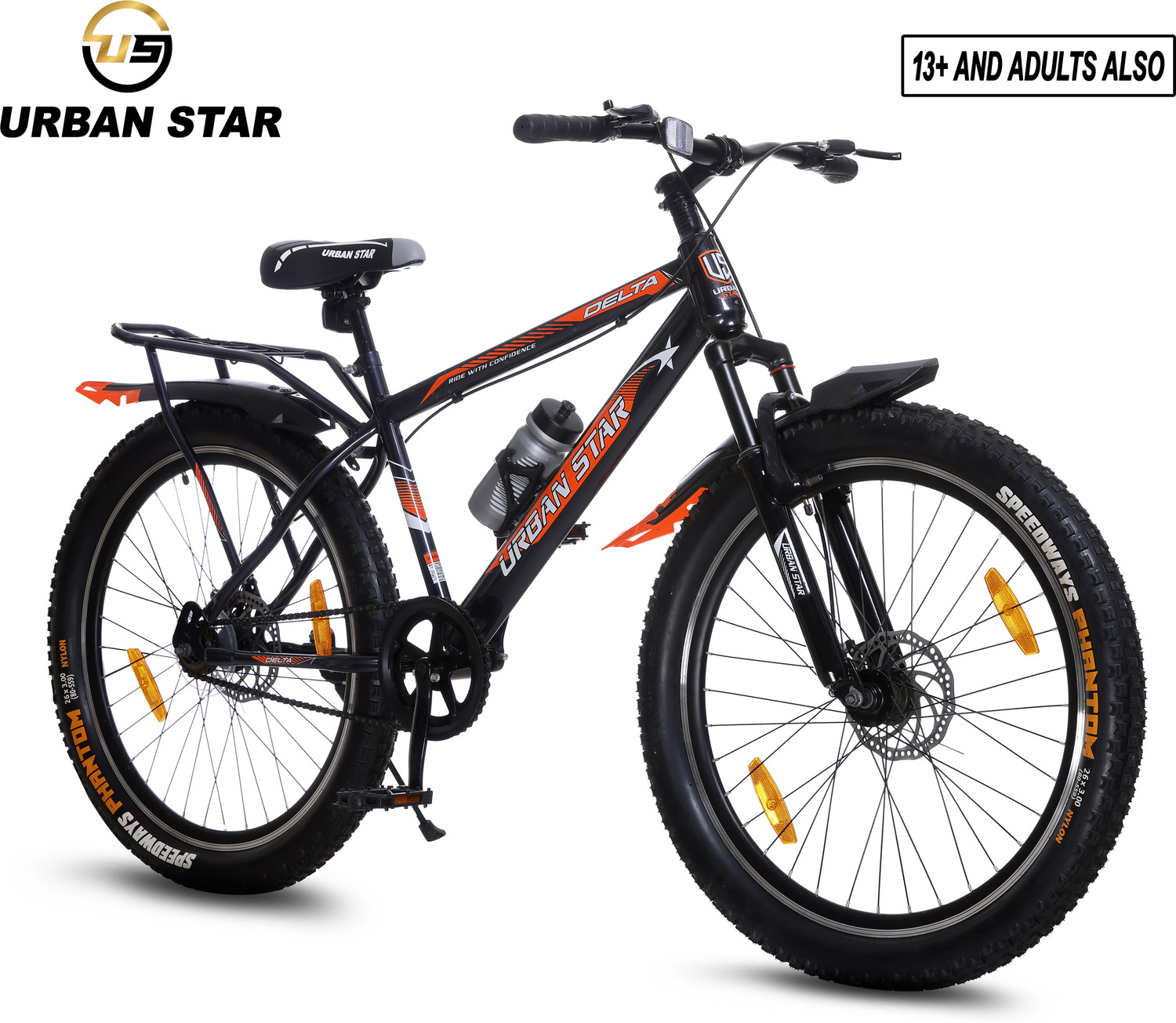 Urban Star 26T Double Disc Fat Tyre - Pearl Black 26x300