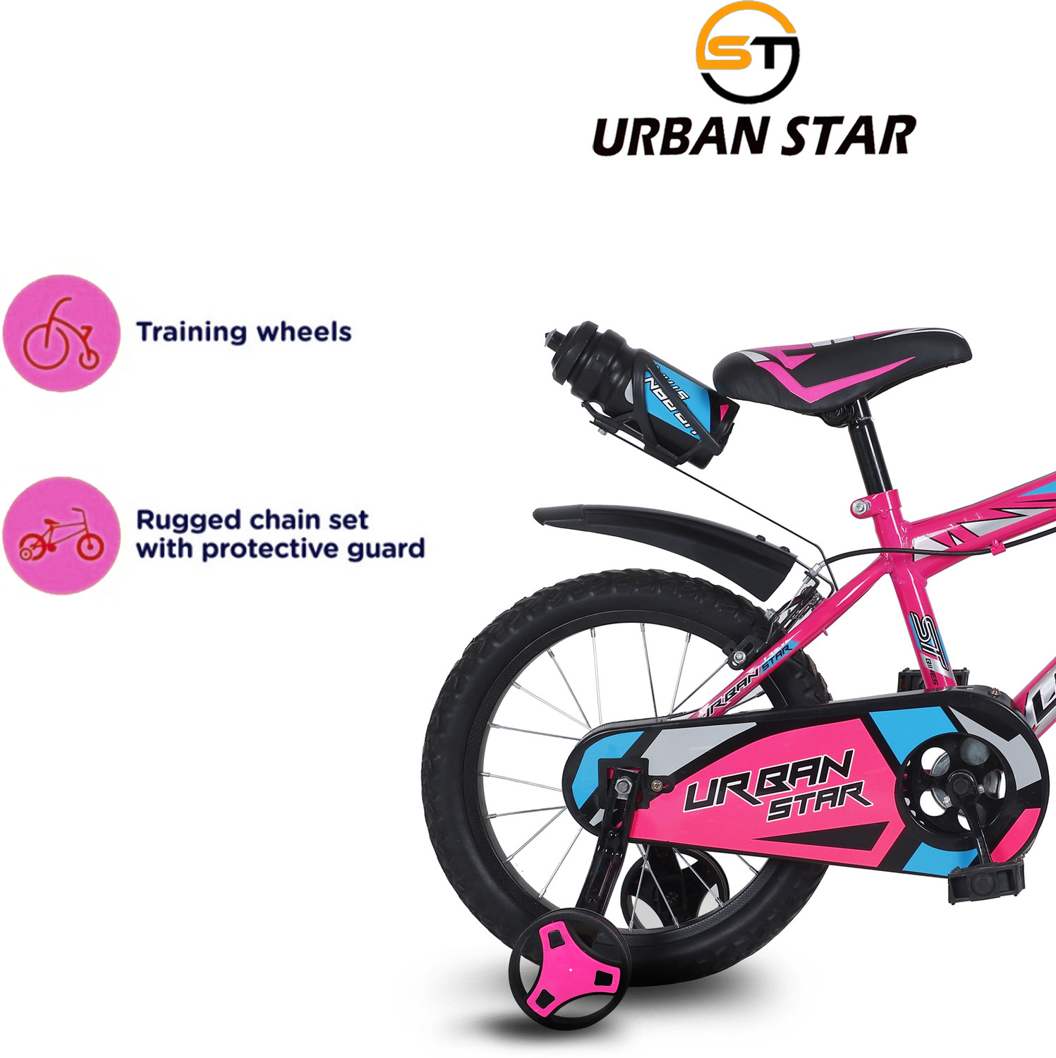Image of Urban Star 16T BMX (85% ASSEMBLED) ROAD CYCLE FOR 4-7 YEARS KIDS(SINGLE SPEED - PINK) 16 T (inch) BMX Cycle