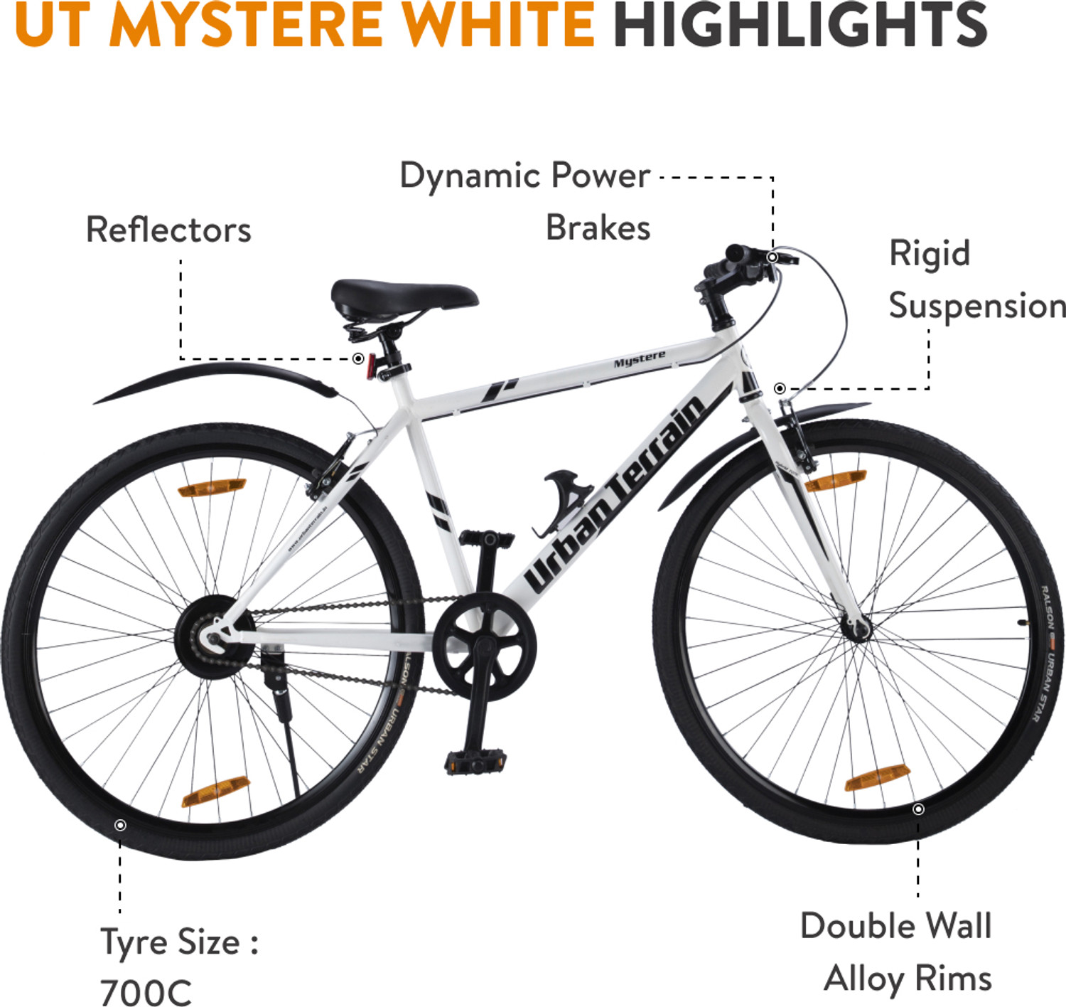 Image of Urban Terrain UTMystere Cycles For Men With Cycling Event & Ride Tracking App 700C T (inch) Hybrid Cycle /City Bike