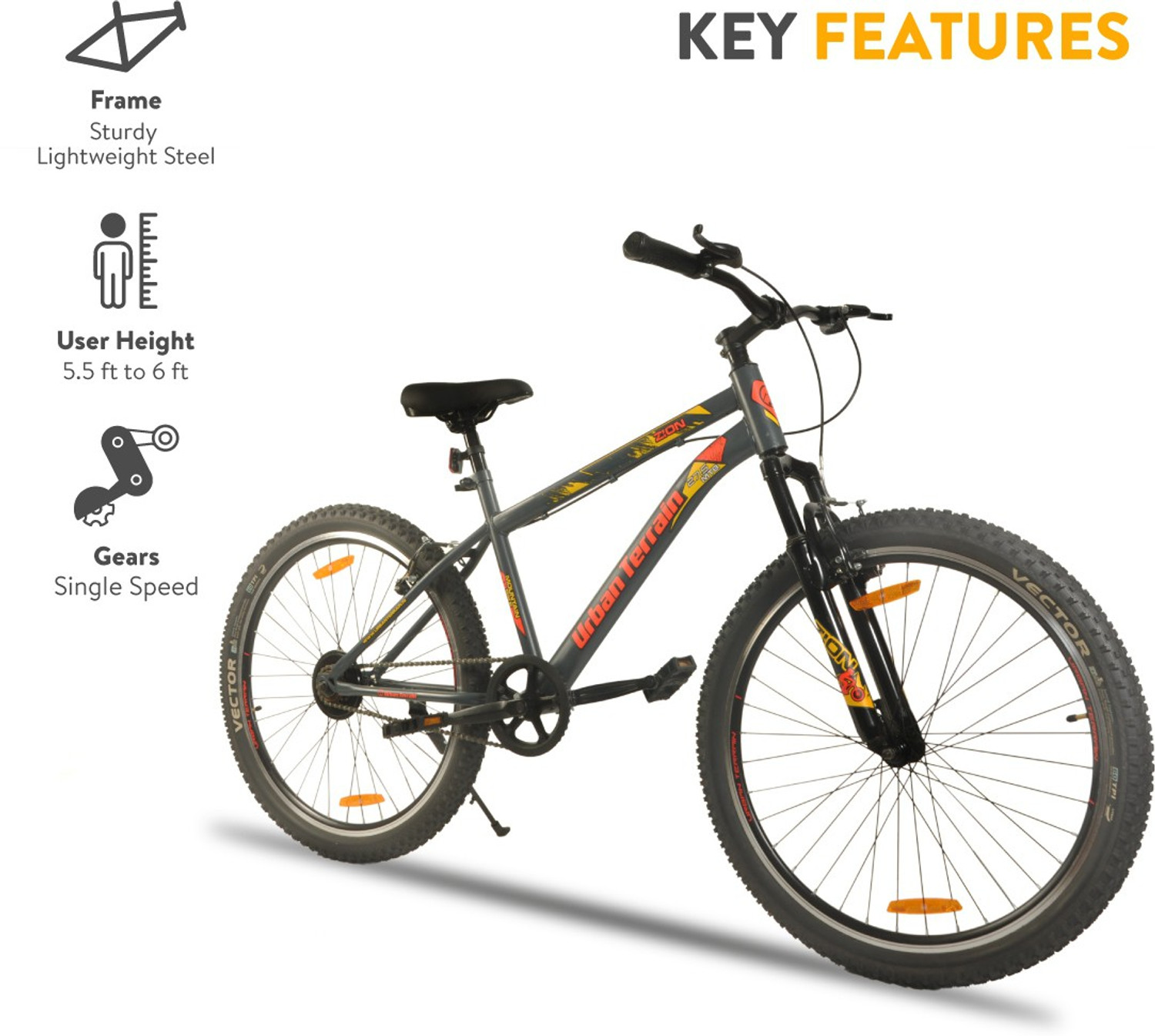 Image of Urban Terrain Zion Cycles Mountain Bike with Cycling Event & Ride Tracking App 27.5 T (inch) Road Cycle