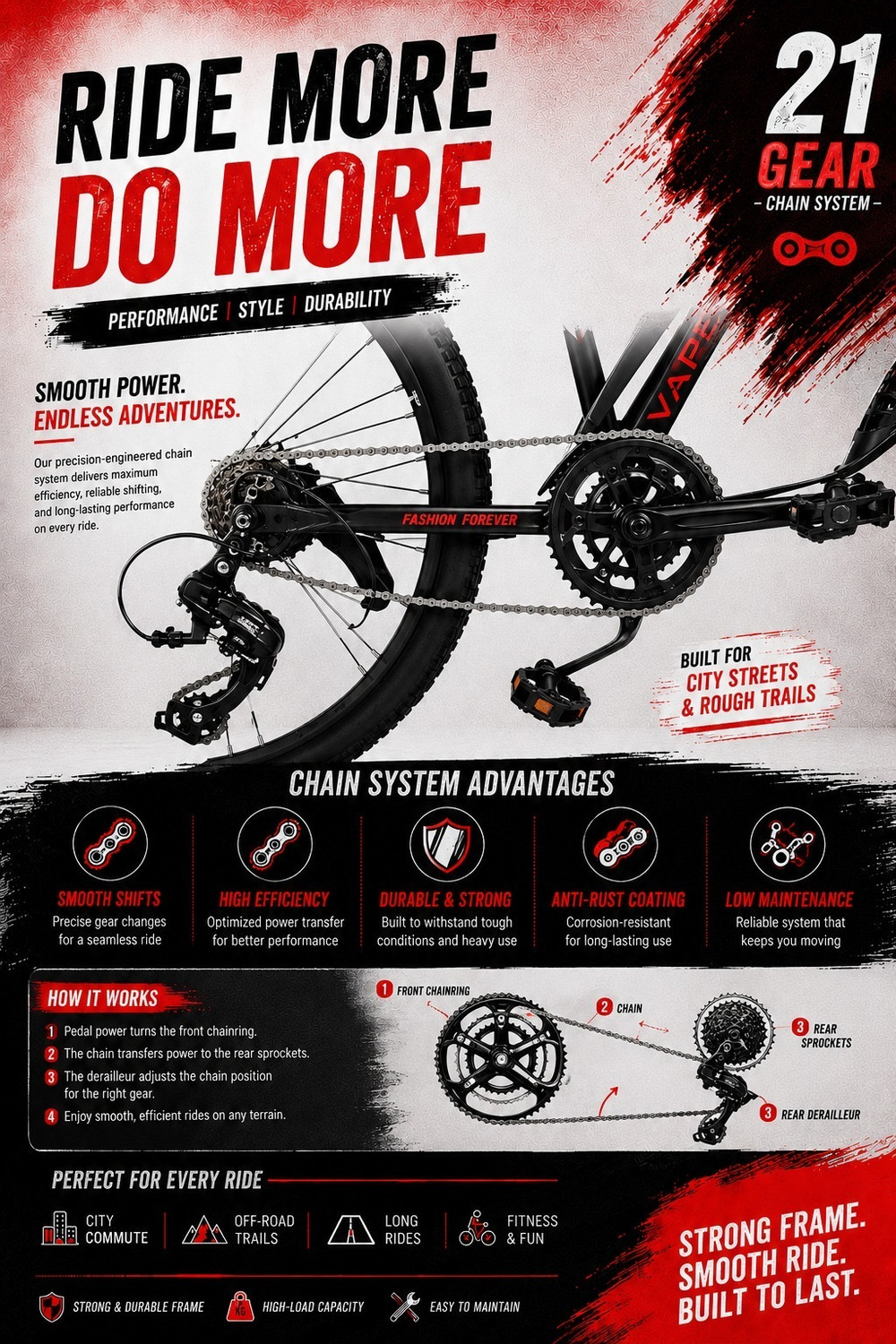 Image of GOAL DOUBLE CROWN|| DOUBLE DISC||21 SPEED 26 T (inch) Mountain Cycle (21 Gear, Black, Red, Only Front Suspension)