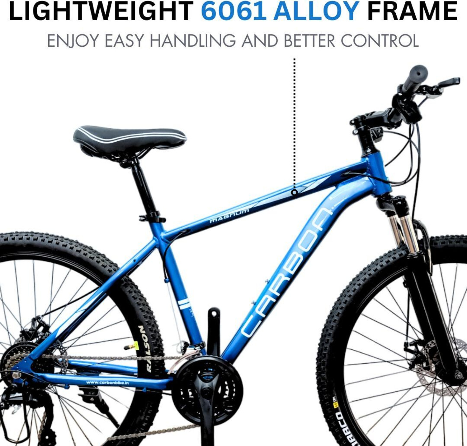 Image of CarbonBike MAGNUM 21 SPEED Fully Alloy Premium MTB Bike 27.5 T (inch) Mountain Cycle (21 Gear, Blue, Only Front Suspension)