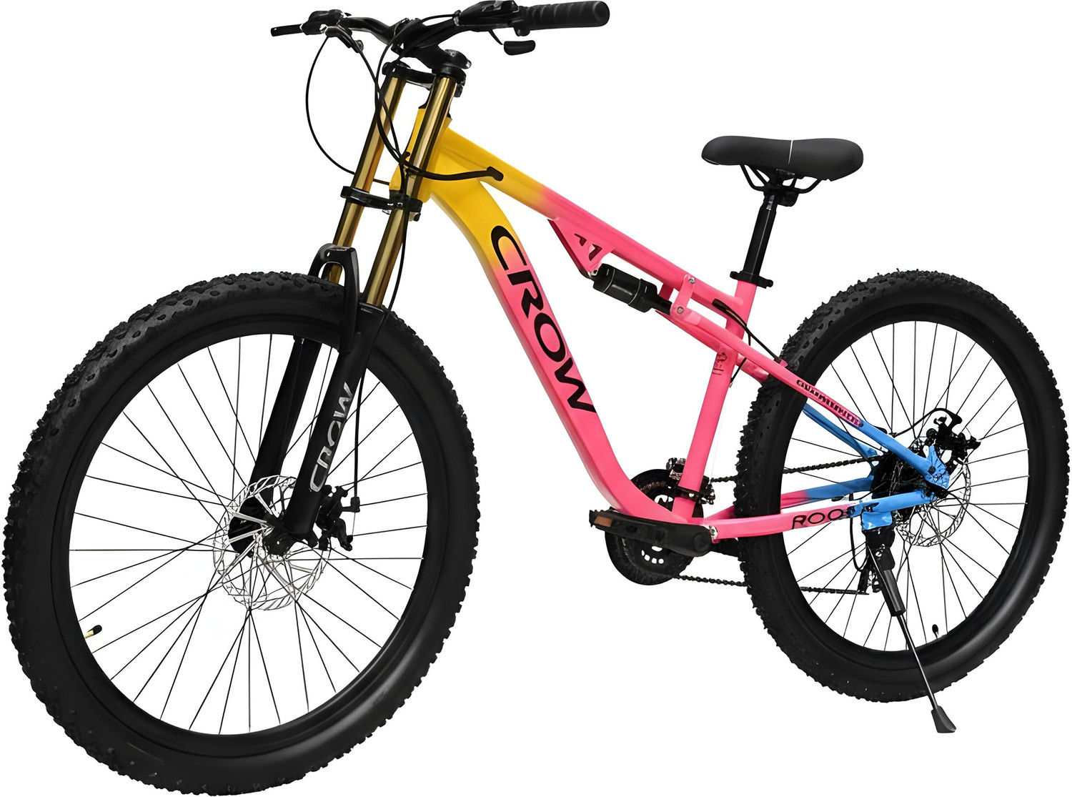 Image of Crow ROOKIE 24 SPEED|DUAL SUSPENSION|shimano geared|JAK DISC BRAKE 27.5 T (inch) Mountain Cycle (24 Gear, Multicolor, Dual Suspension)