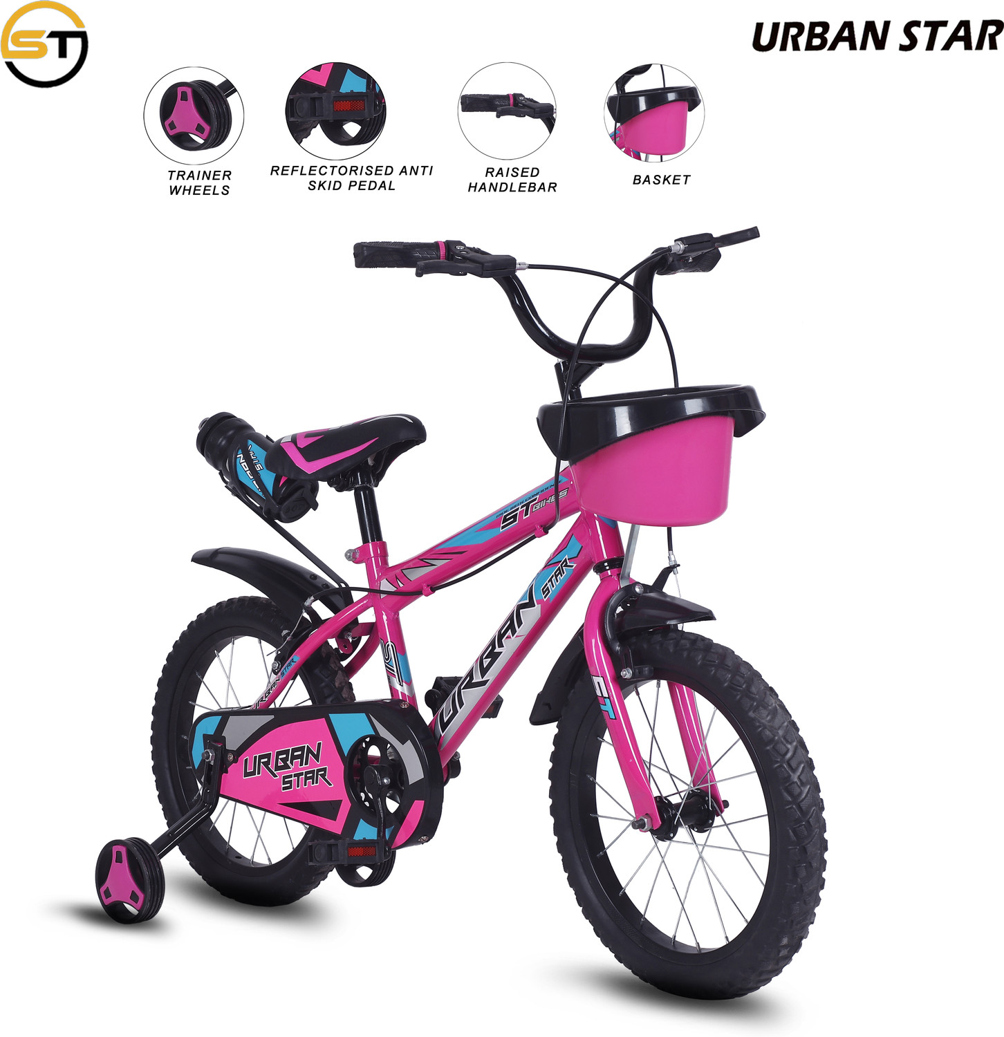 Image of Urban Star 16T BMX (85% ASSEMBLED) ROAD CYCLE FOR 4-7 YEARS KIDS(SINGLE SPEED - PINK) 16 T (inch) BMX Cycle