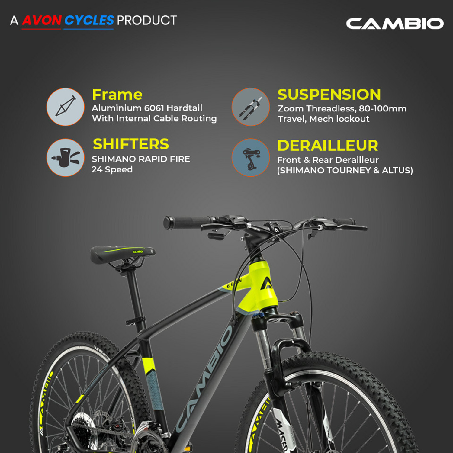 Image of Cambio Eton 27.5T Aluminium 27.5 T (inch) Mountain Cycle (24 Gear, Multicolor, Only Front Suspension)