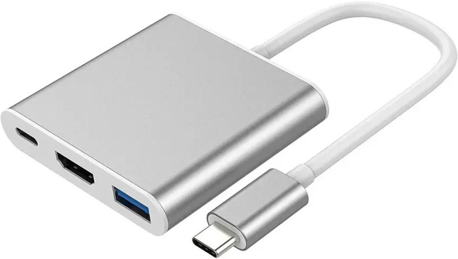 Image of STRIFF 3-in-1 Cable 0.23 m 3in1 USB C to HDMI Adapter (Compatible with Projector, Cameras, Silver, USB Type C To 3-in-1 Cable)
