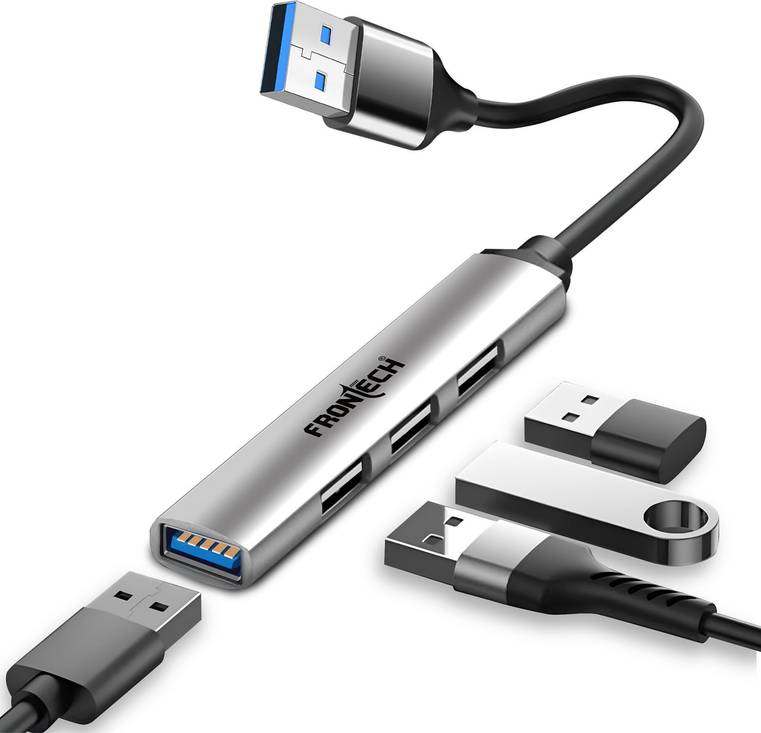 Image of STRIFF 3-in-1 Cable 0.23 m 3in1 USB C to HDMI Adapter (Compatible with Projector, Cameras, Silver, USB Type C To 3-in-1 Cable)